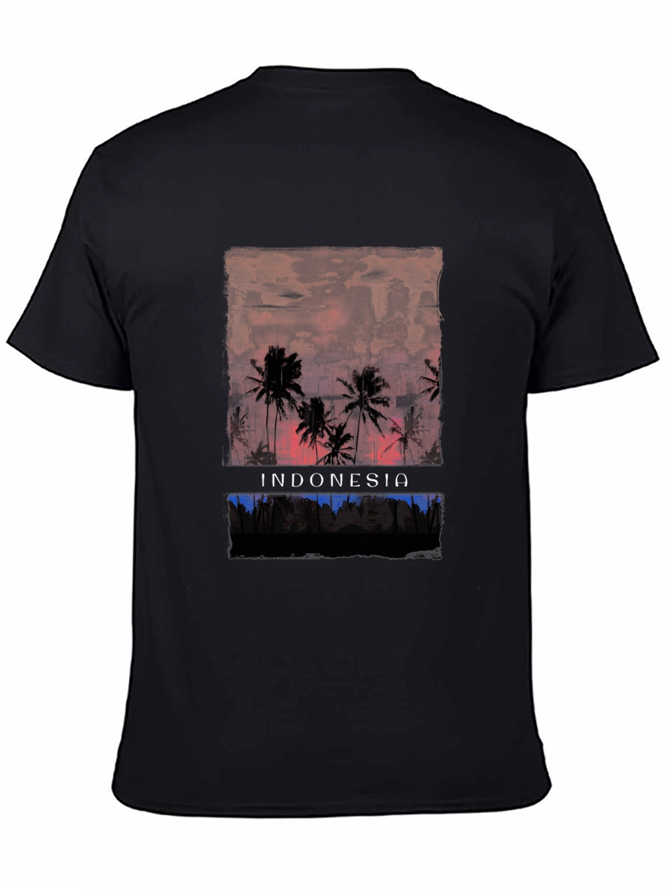 Indonesia Palm Tree Graphic Tee - Black