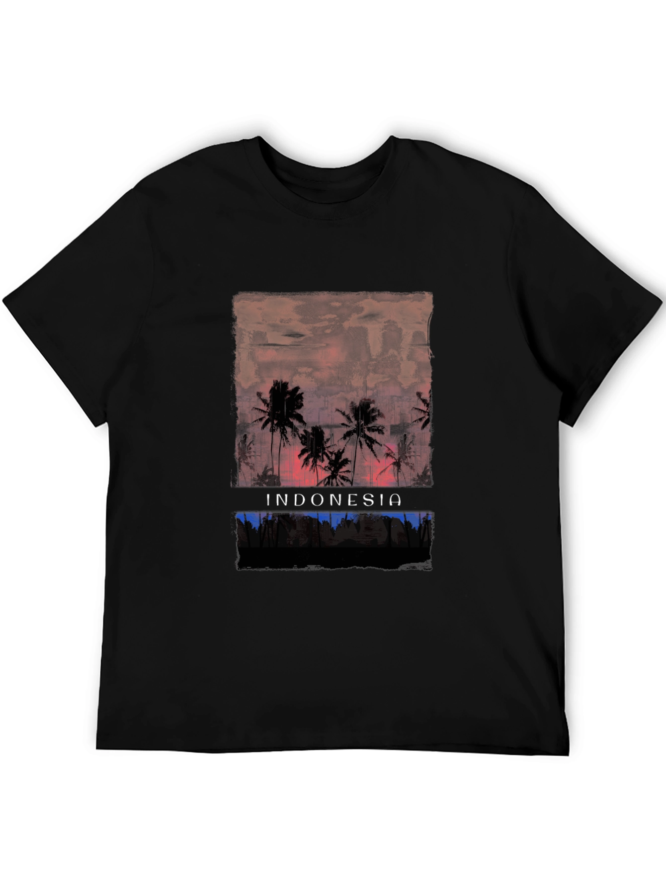 Indonesia Palm Tree Graphic Tee - Black