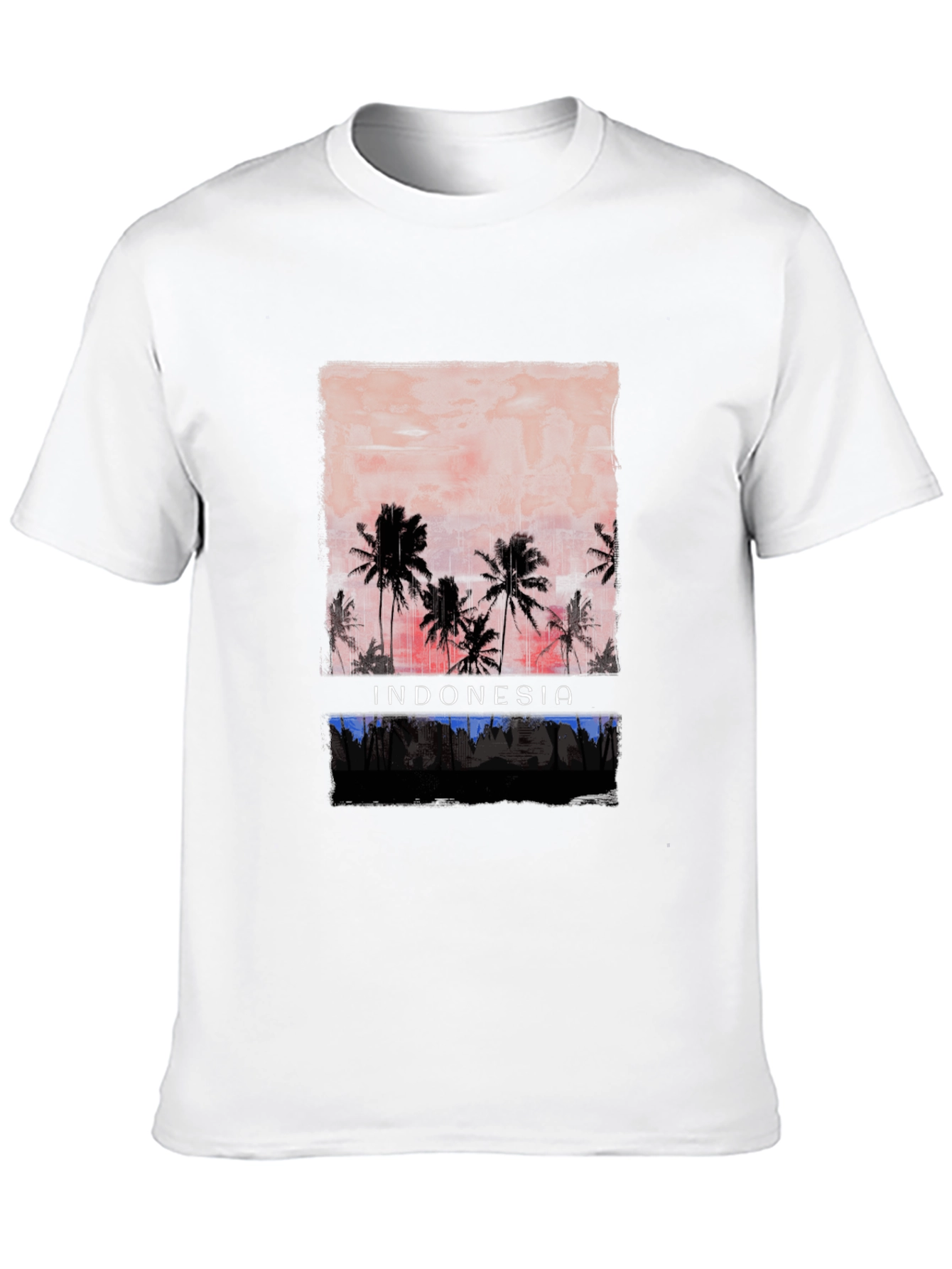 Indonesia Palm Tree Graphic Tee - Black