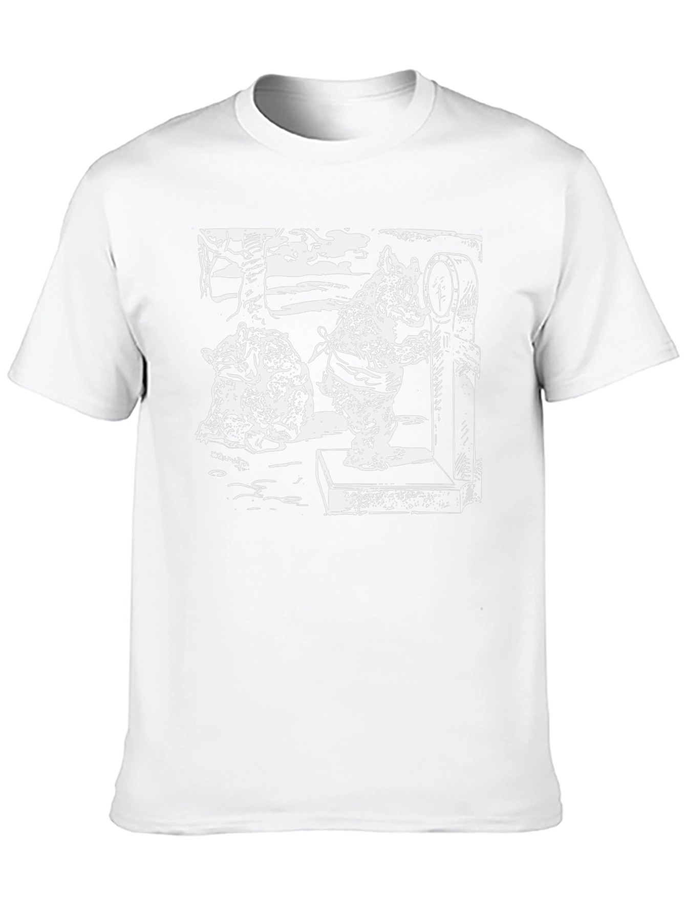 Black T-Shirt with Boar Weighing Drawing