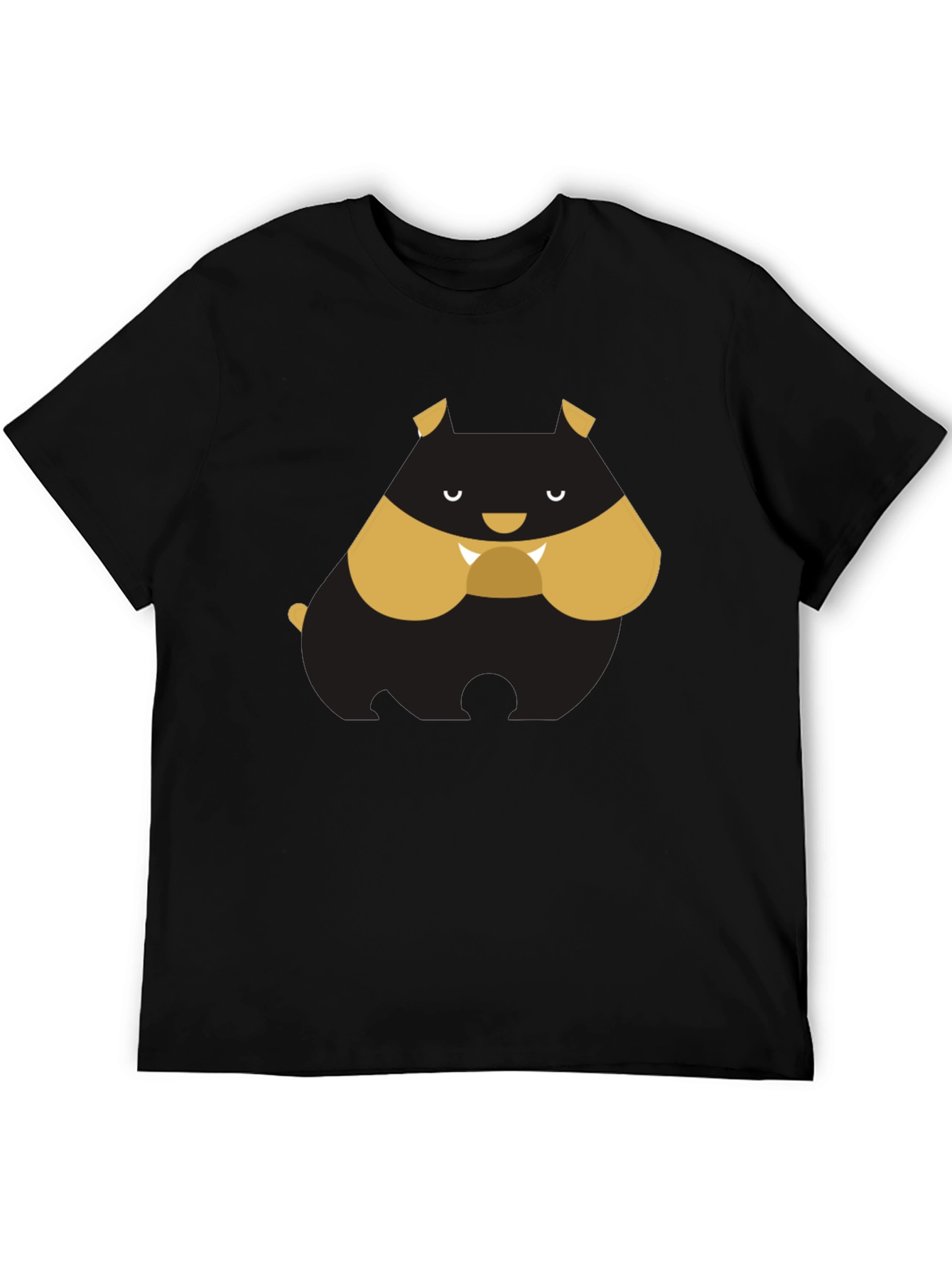 Cartoon Bulldog Graphic Tee - Black T-Shirt