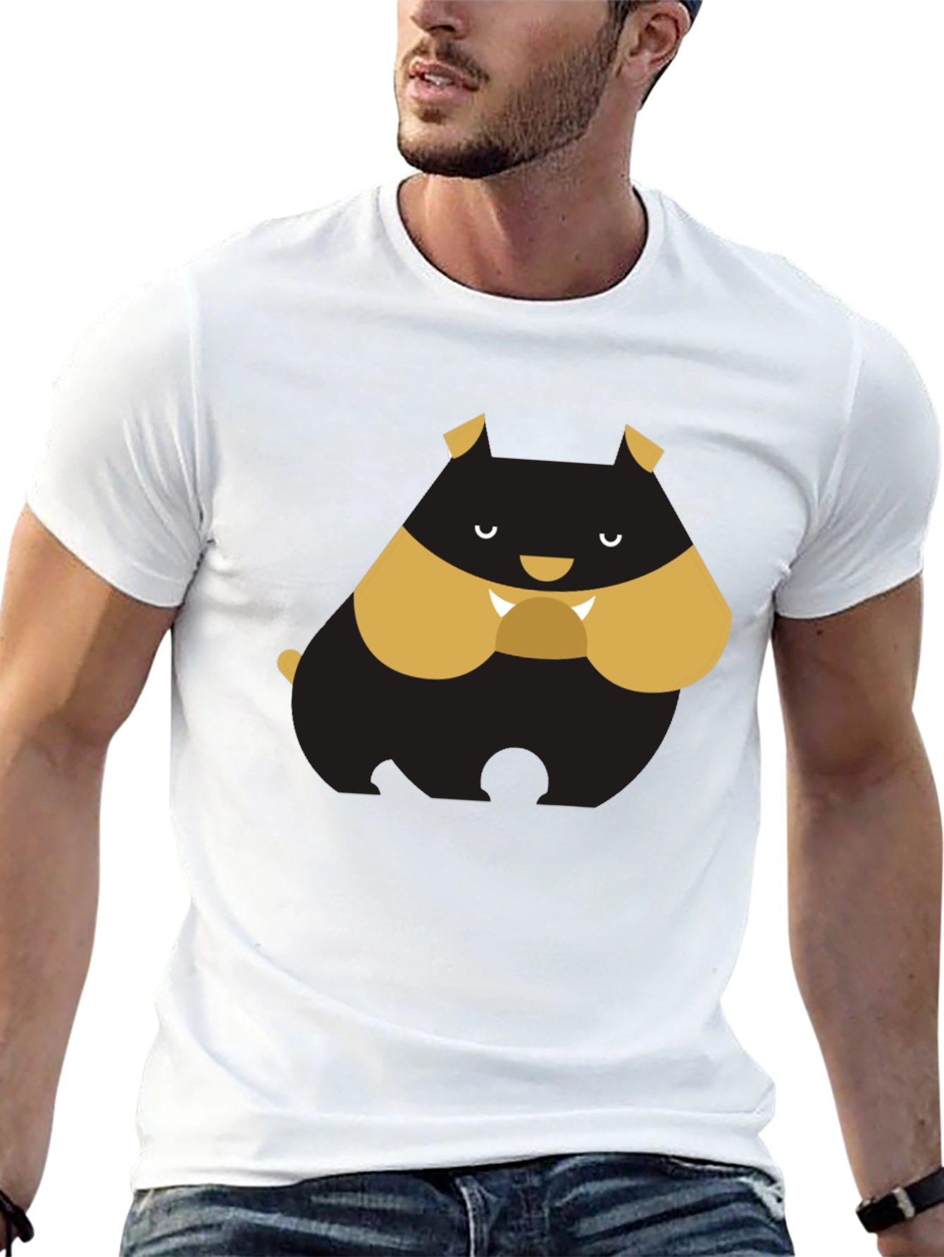 Cartoon Bulldog Graphic Tee - Black T-Shirt