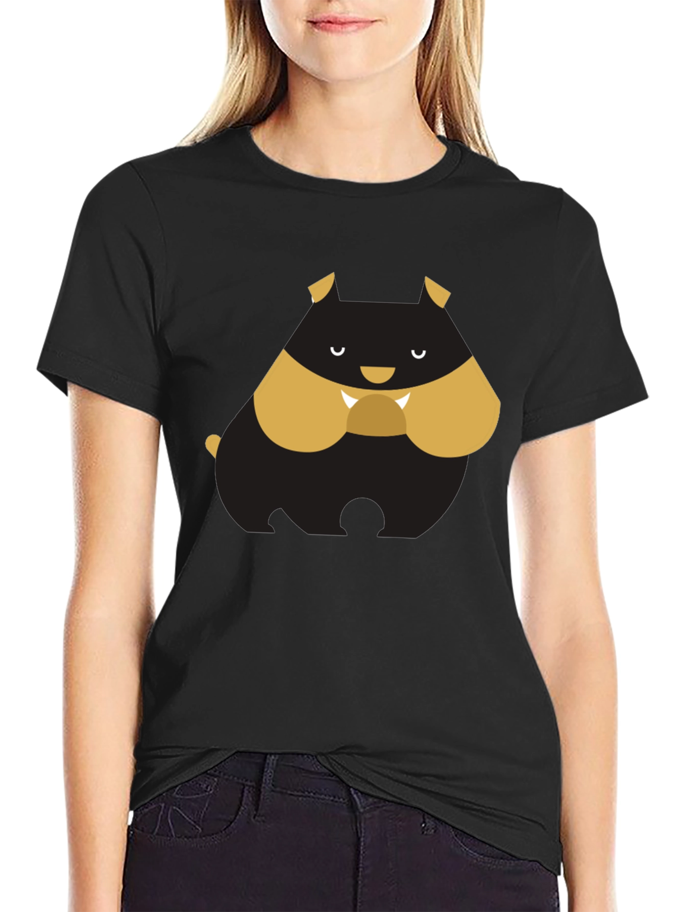 Cartoon Bulldog Graphic Tee - Black T-Shirt