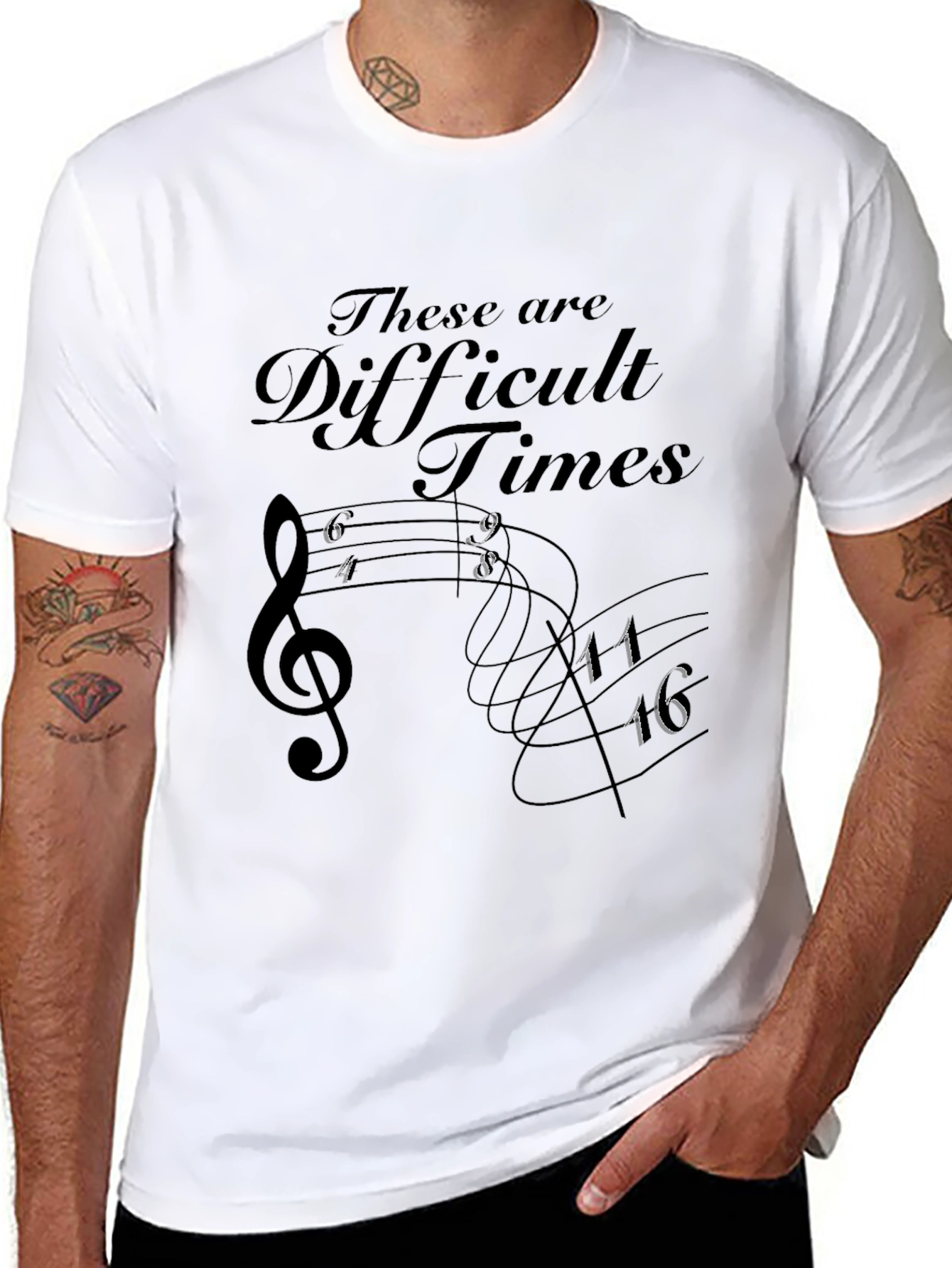 Difficult Times Music Notes Graphic Tee