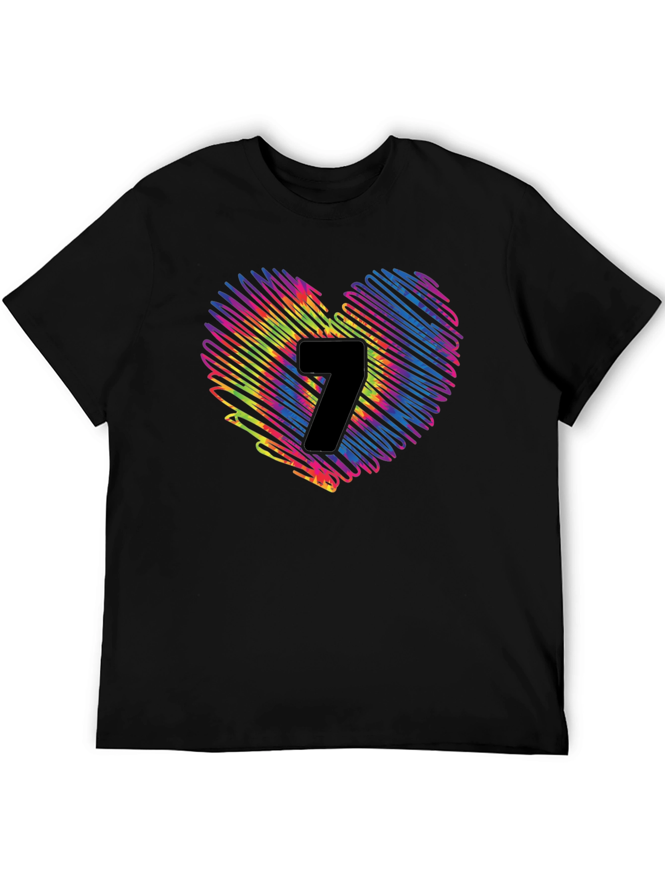 Heart 7 Graphic Tee - Casual Black T-Shirt