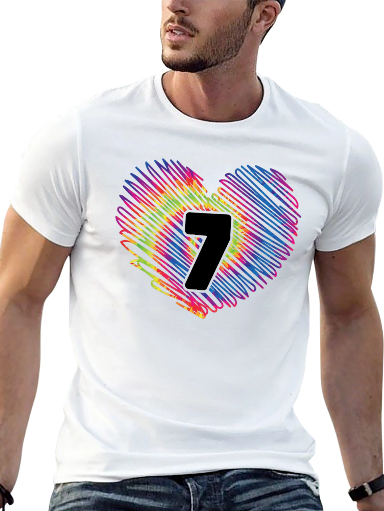 Heart 7 Graphic Tee - Casual Black T-Shirt