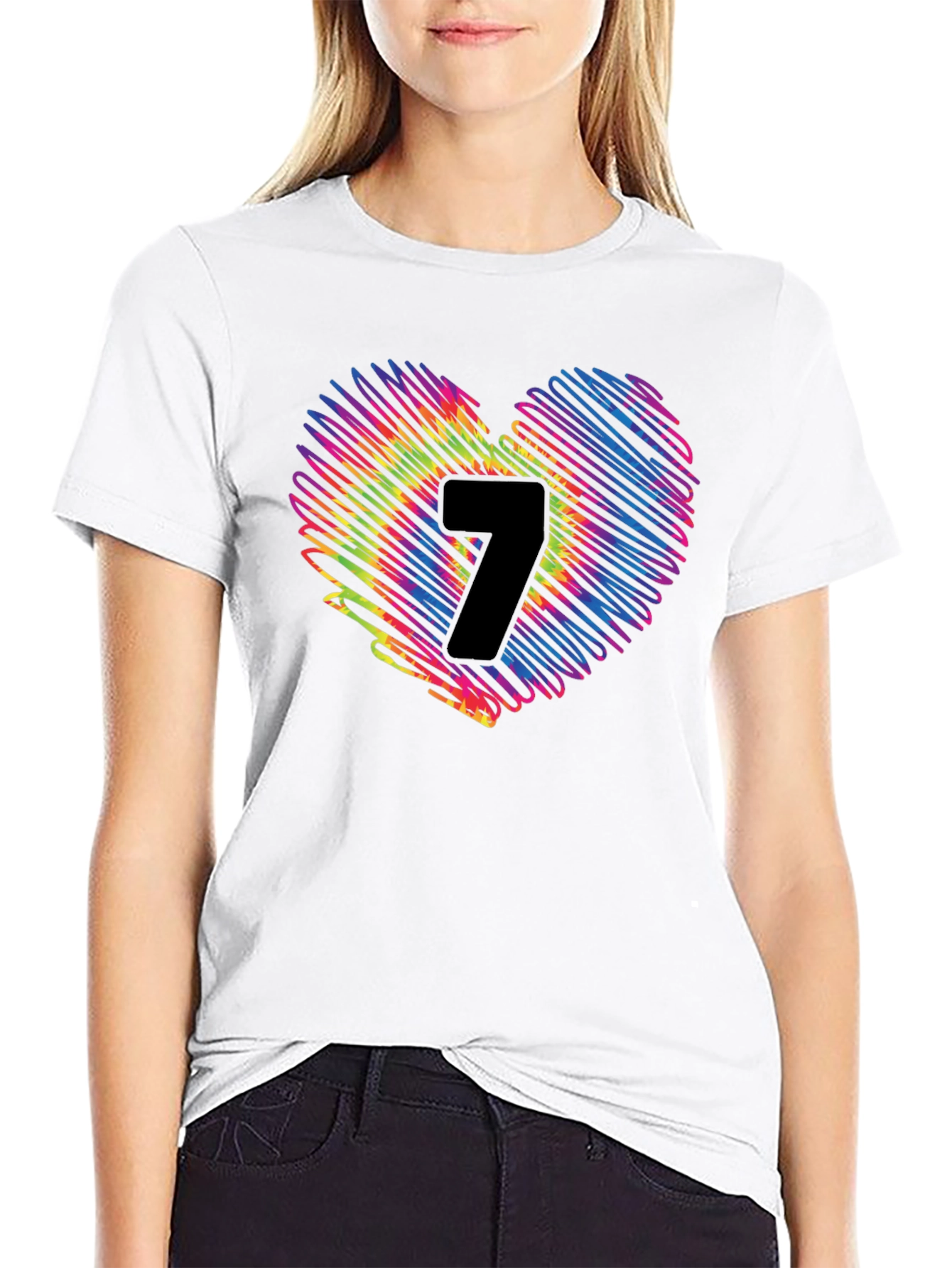Heart 7 Graphic Tee - Casual Black T-Shirt