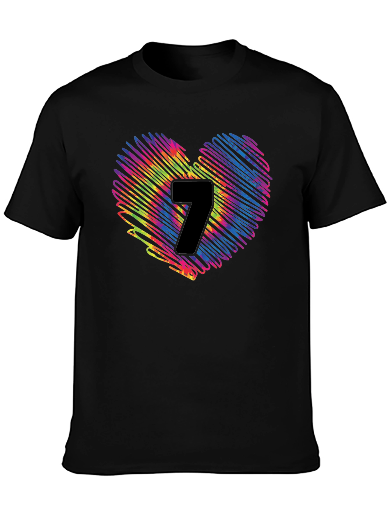 Heart 7 Graphic Tee - Casual Black T-Shirt