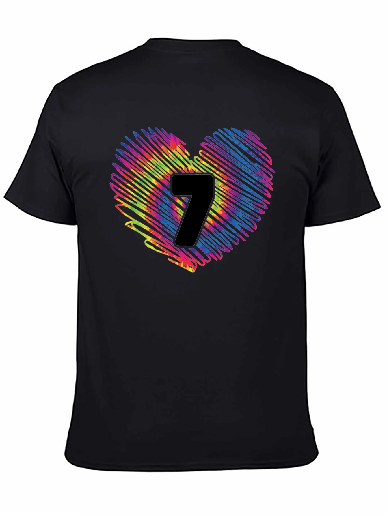 Heart 7 Graphic Tee - Casual Black T-Shirt