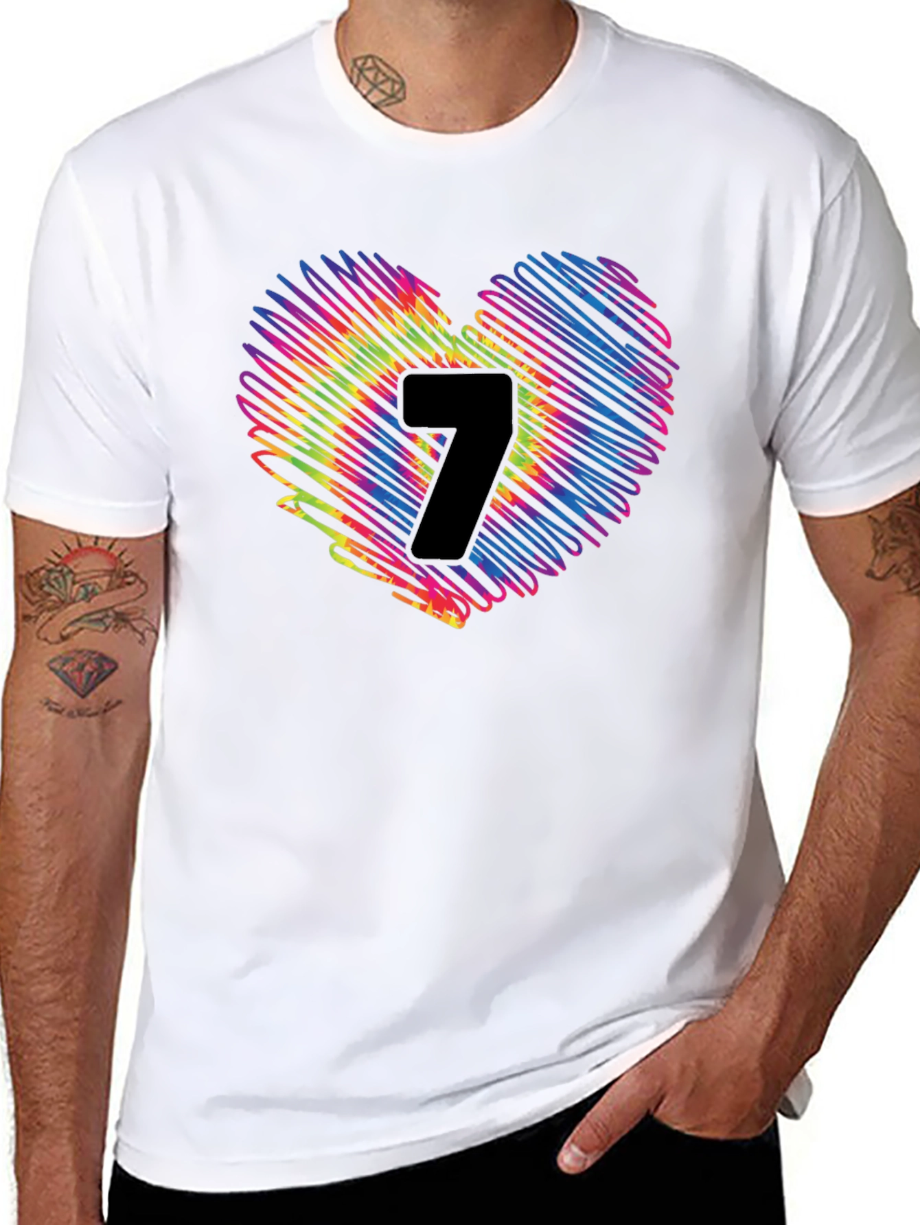 Heart 7 Graphic Tee - Casual Black T-Shirt