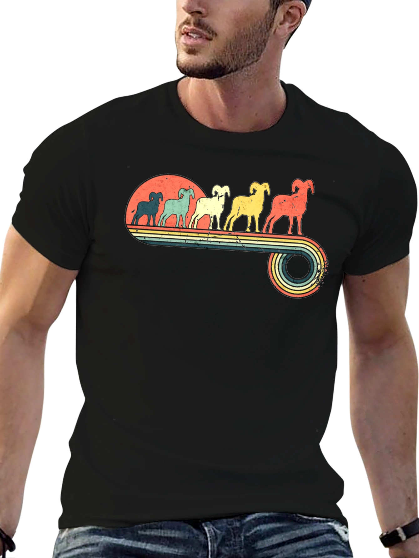 Retro Ram Graphic Tee - Mens Black T-Shirt