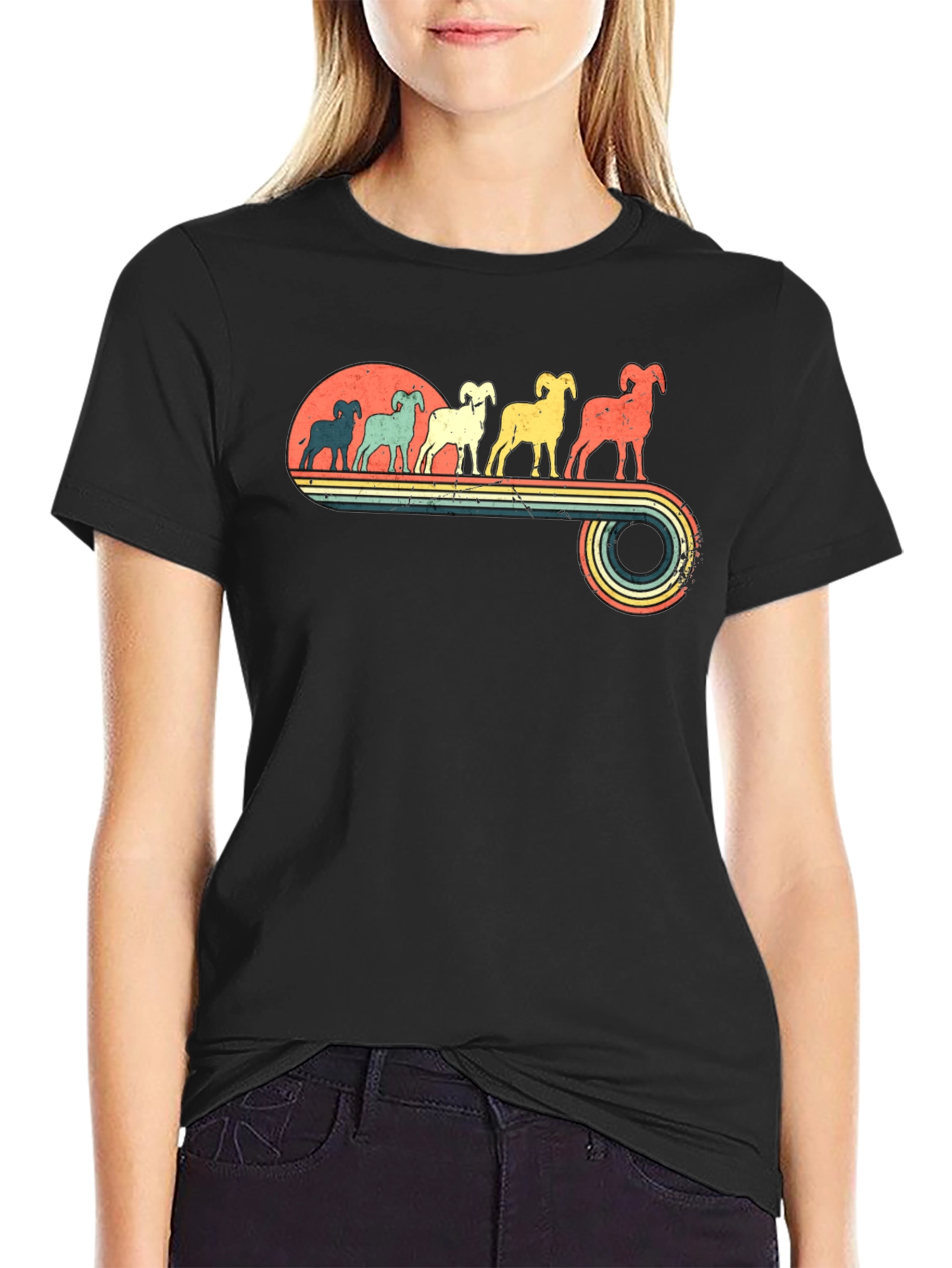 Retro Ram Graphic Tee - Mens Black T-Shirt