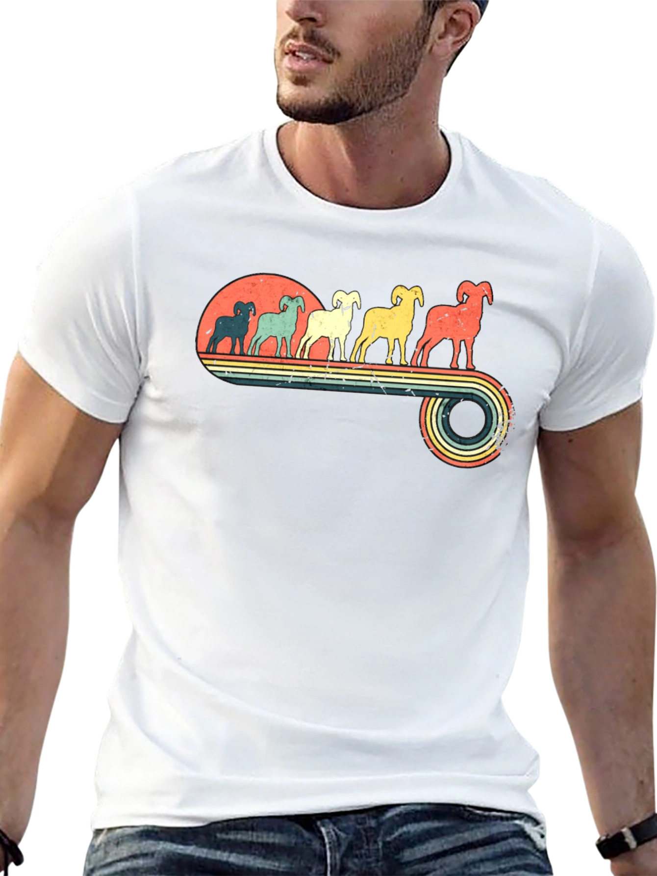 Retro Ram Graphic Tee - Mens Black T-Shirt