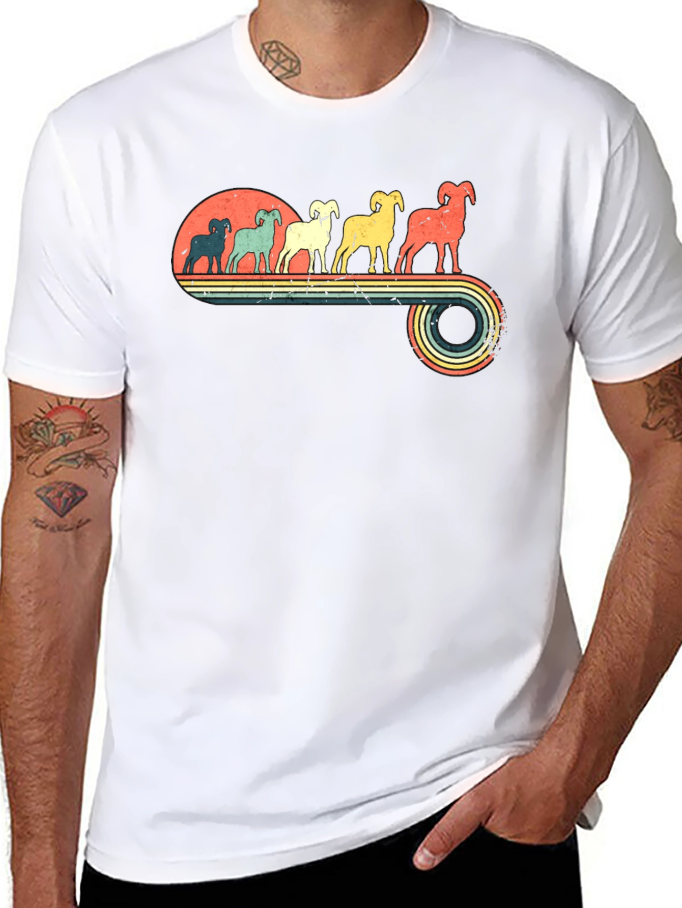Retro Ram Graphic Tee - Mens Black T-Shirt
