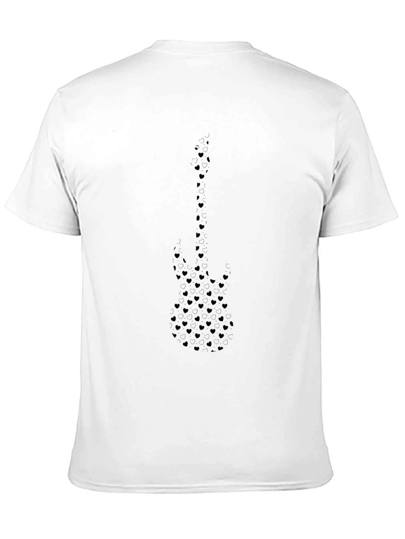 Black Guitar Heart Pattern T-Shirt