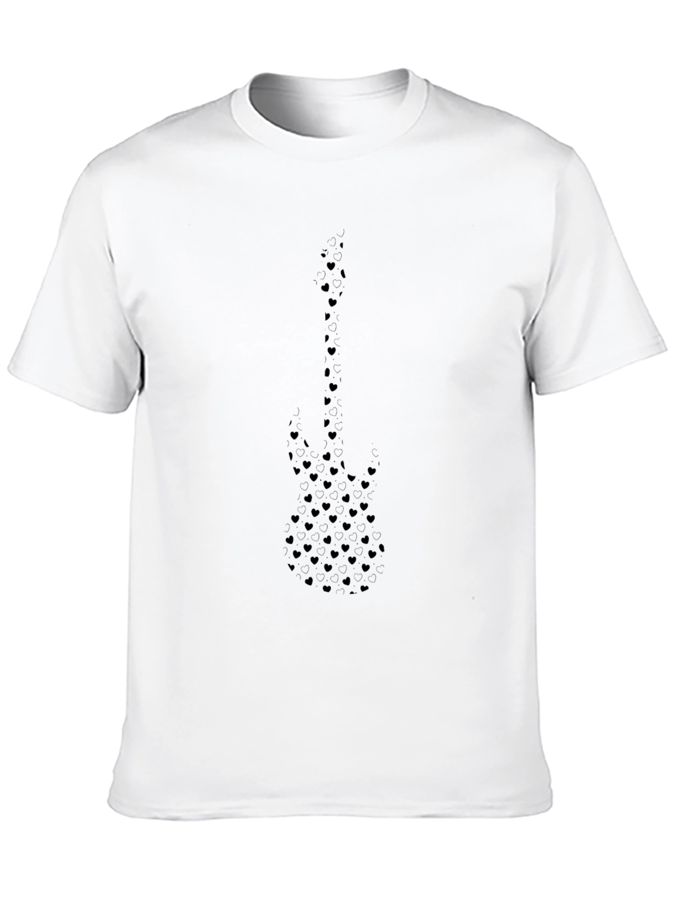Black Guitar Heart Pattern T-Shirt