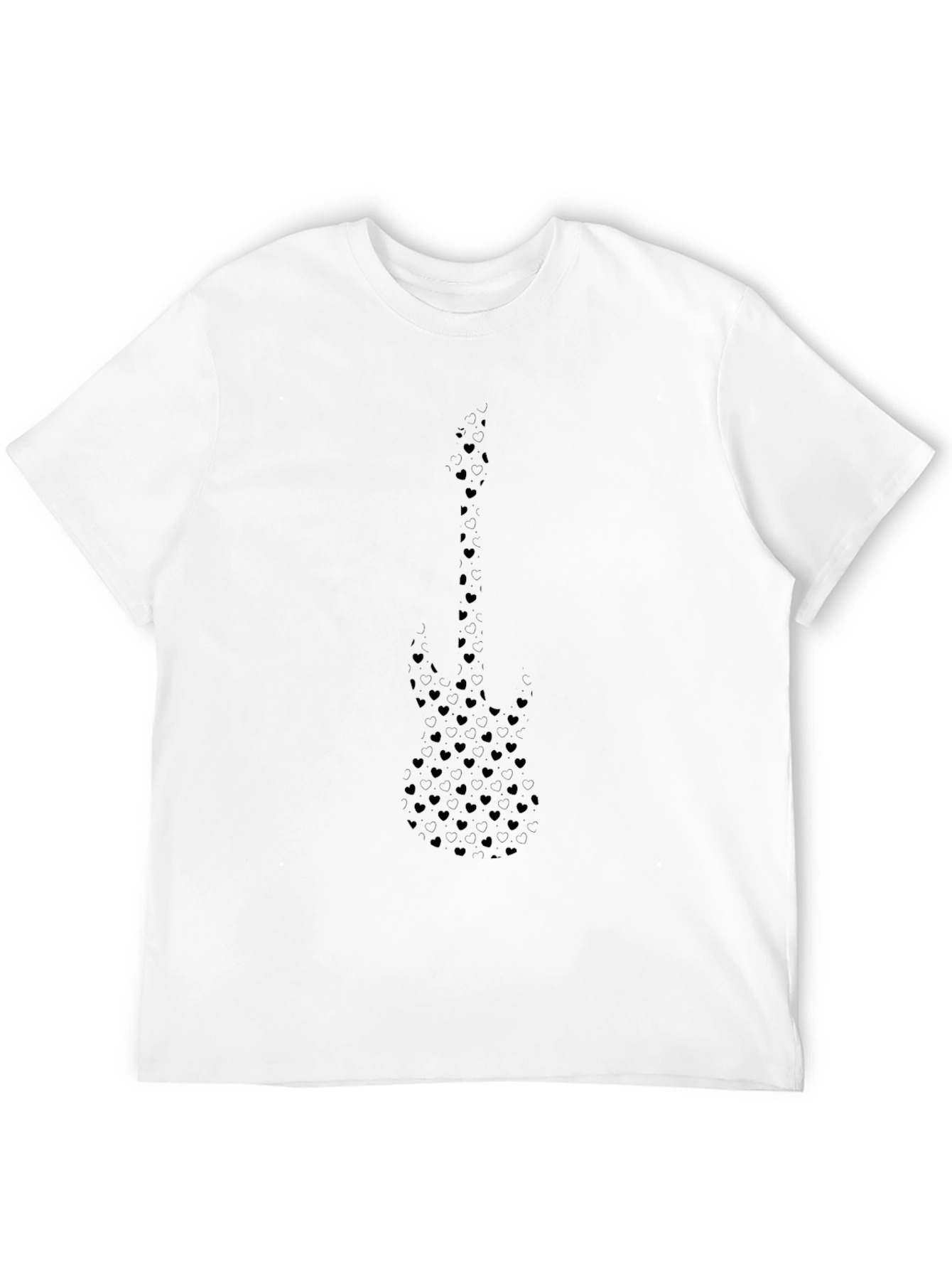 Black Guitar Heart Pattern T-Shirt