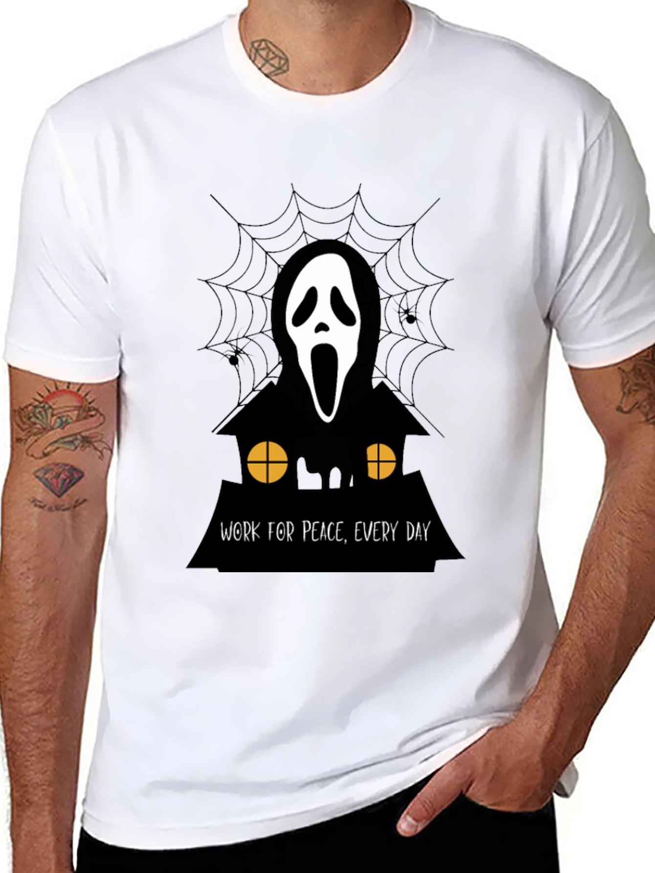 Ghost Face Work for Peace T-Shirt
