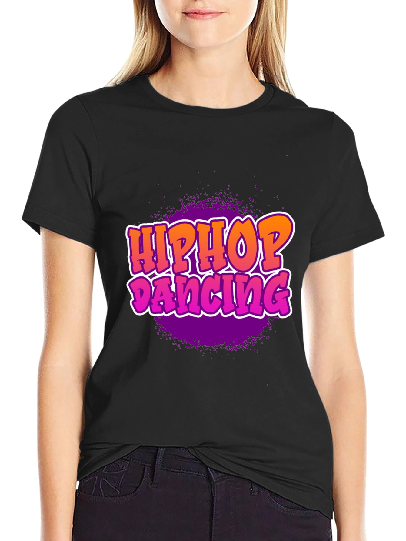 Hip Hop Dancing Graphic T-Shirt - Black