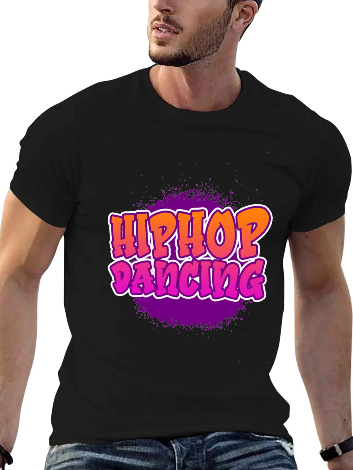 Hip Hop Dancing Graphic T-Shirt - Black