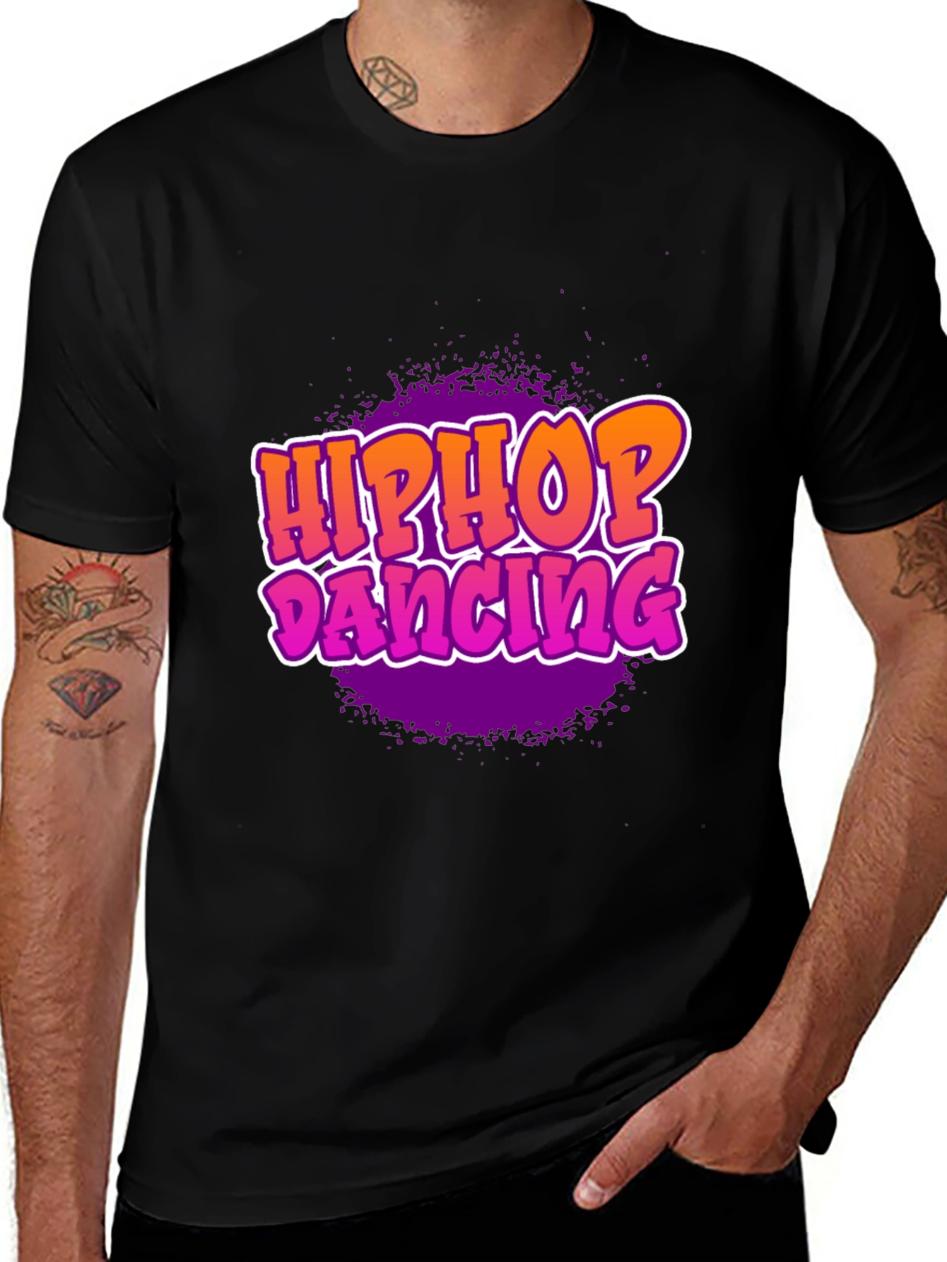 Hip Hop Dancing Graphic T-Shirt - Black