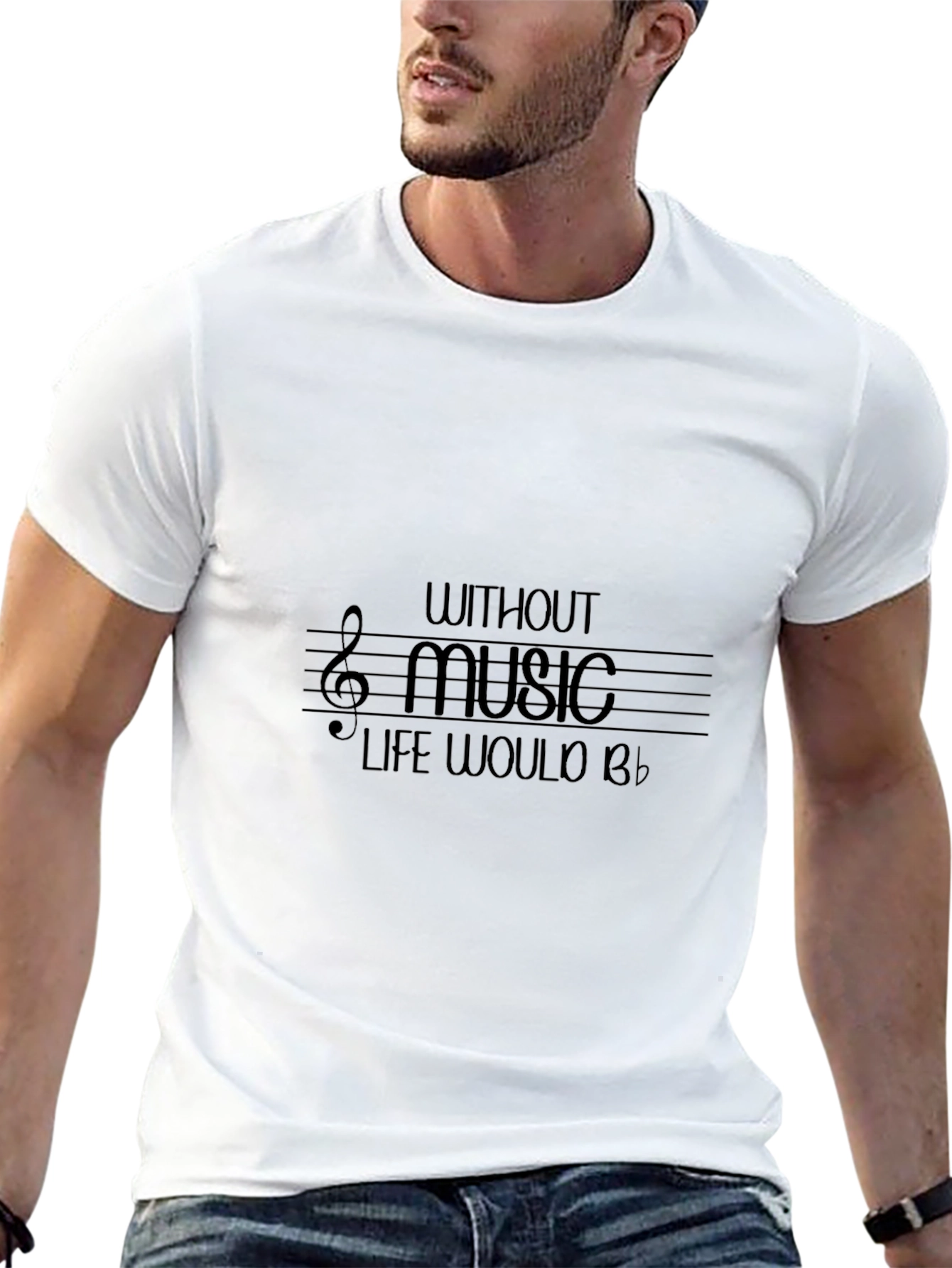 Music Lovers T-Shirt - Without Music Life Would B♭
