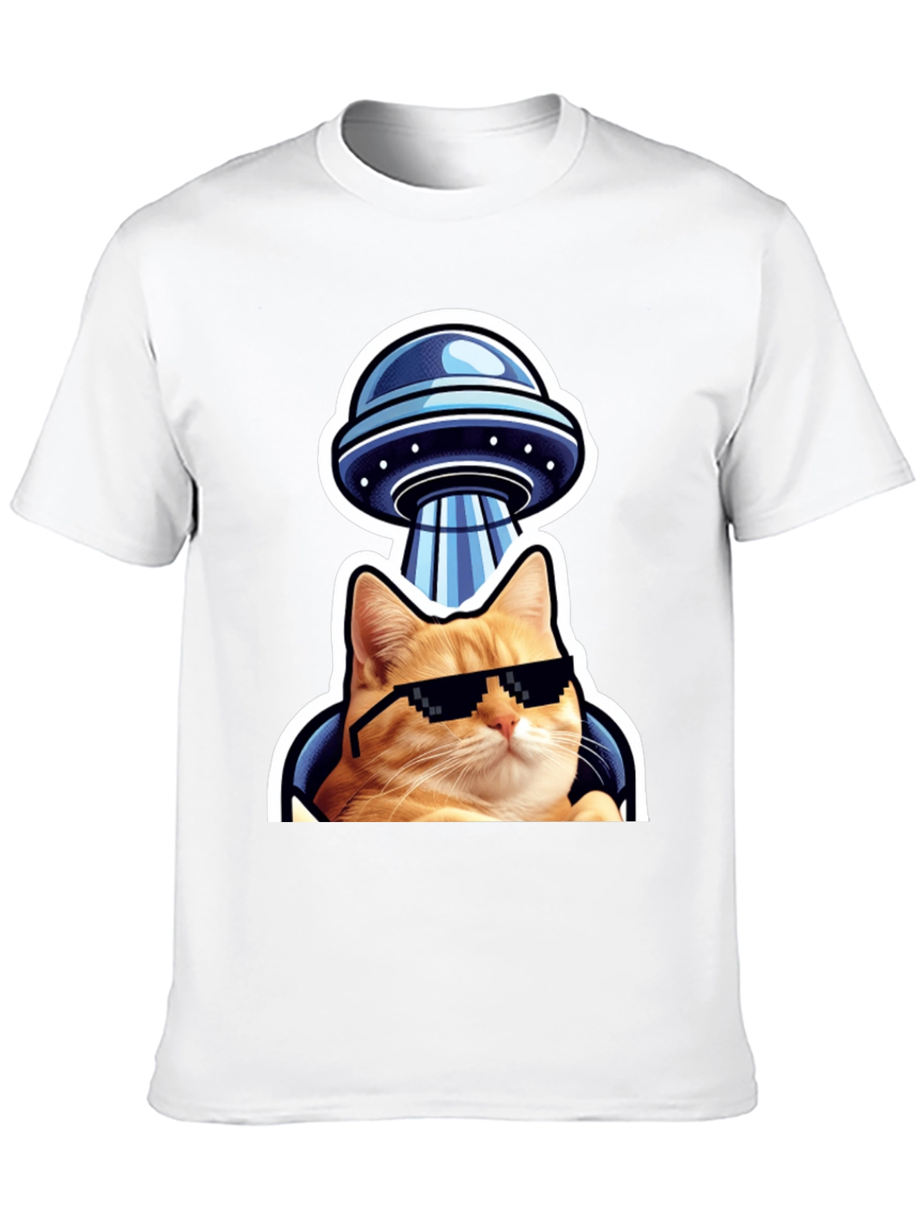 Cool Cat UFO T-Shirt - Black Cotton Tee