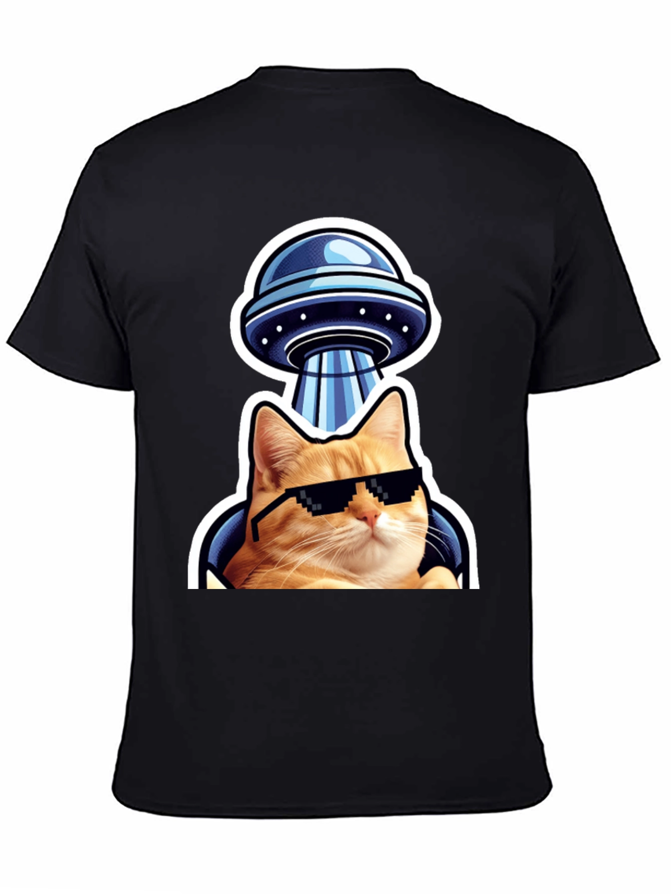 Cool Cat UFO T-Shirt - Black Cotton Tee