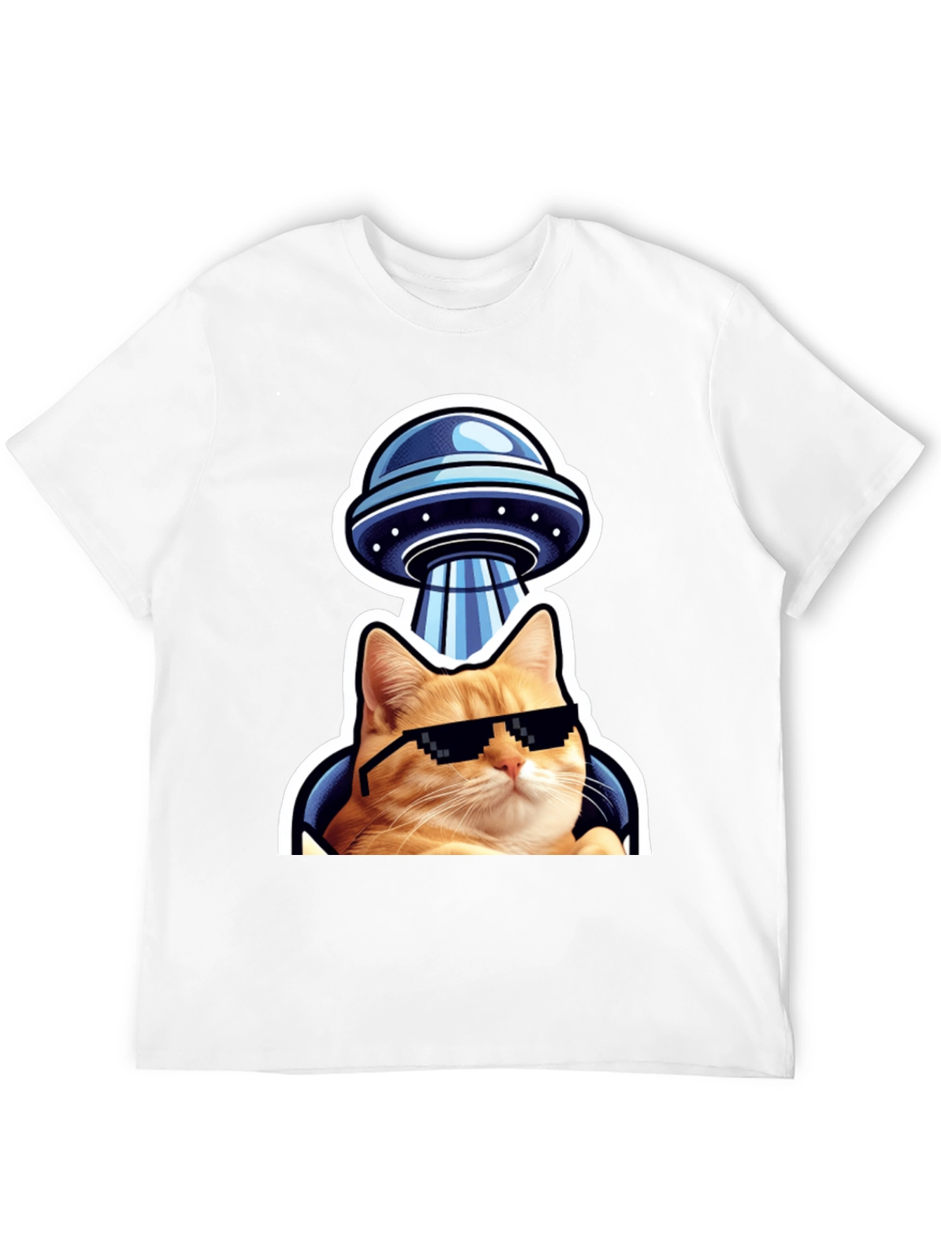 Cool Cat UFO T-Shirt - Black Cotton Tee
