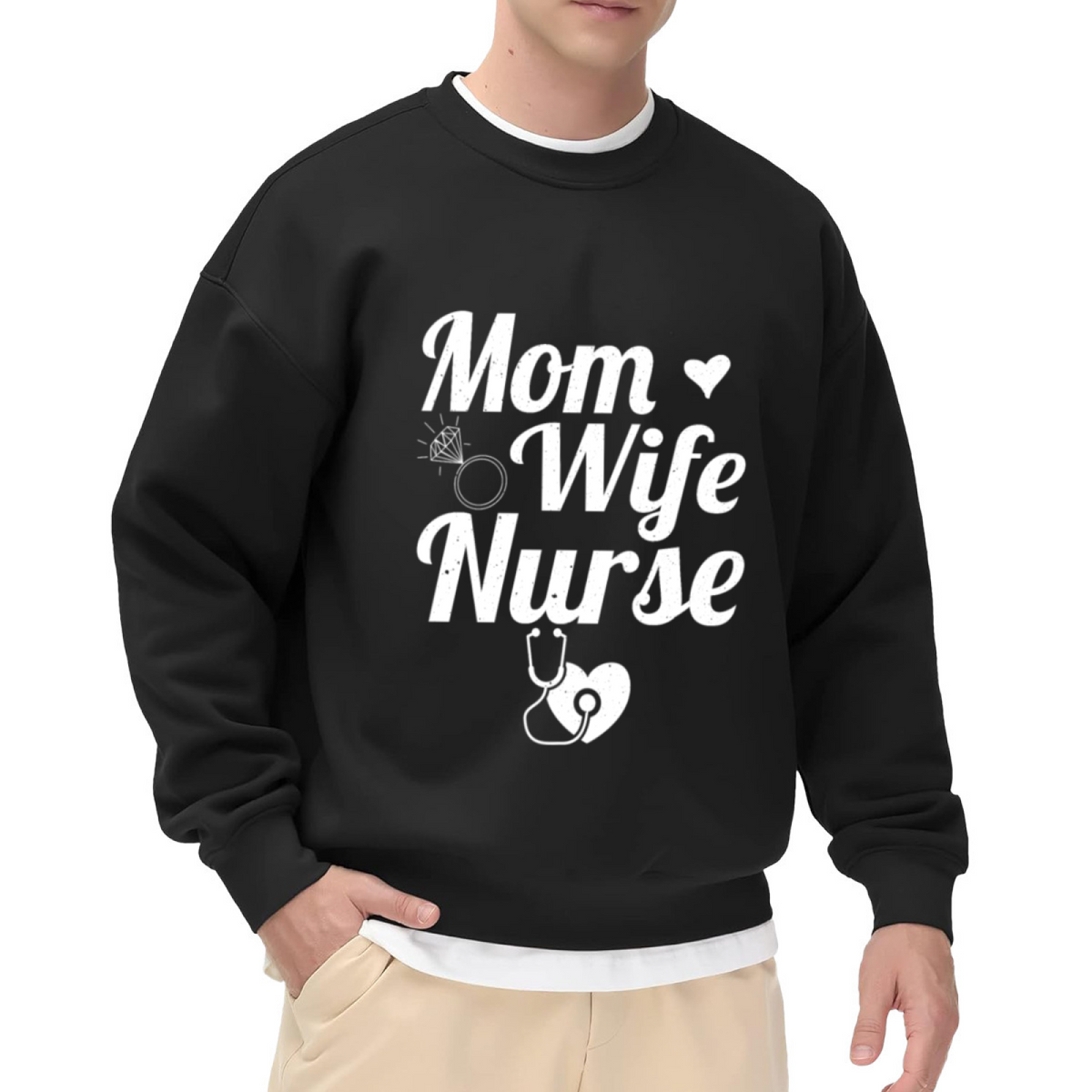 Mom Wife Nurse - Superwoman Healthcare Graphic ԲÁìÎÀÒÂ | Unisex Pullover Sweatshirt