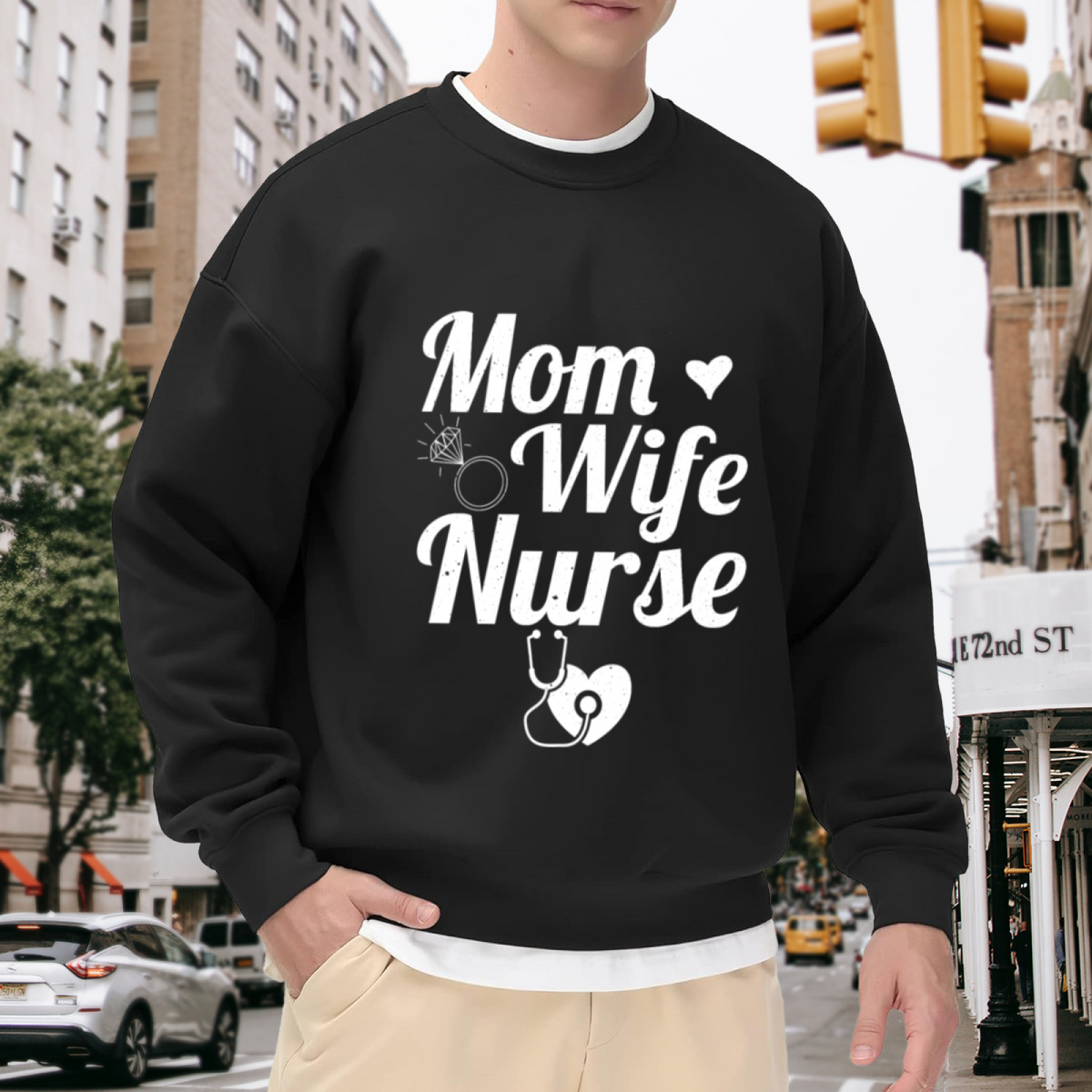 Mom Wife Nurse - Superwoman Healthcare Graphic ԲÁìÎÀÒÂ | Unisex Pullover Sweatshirt