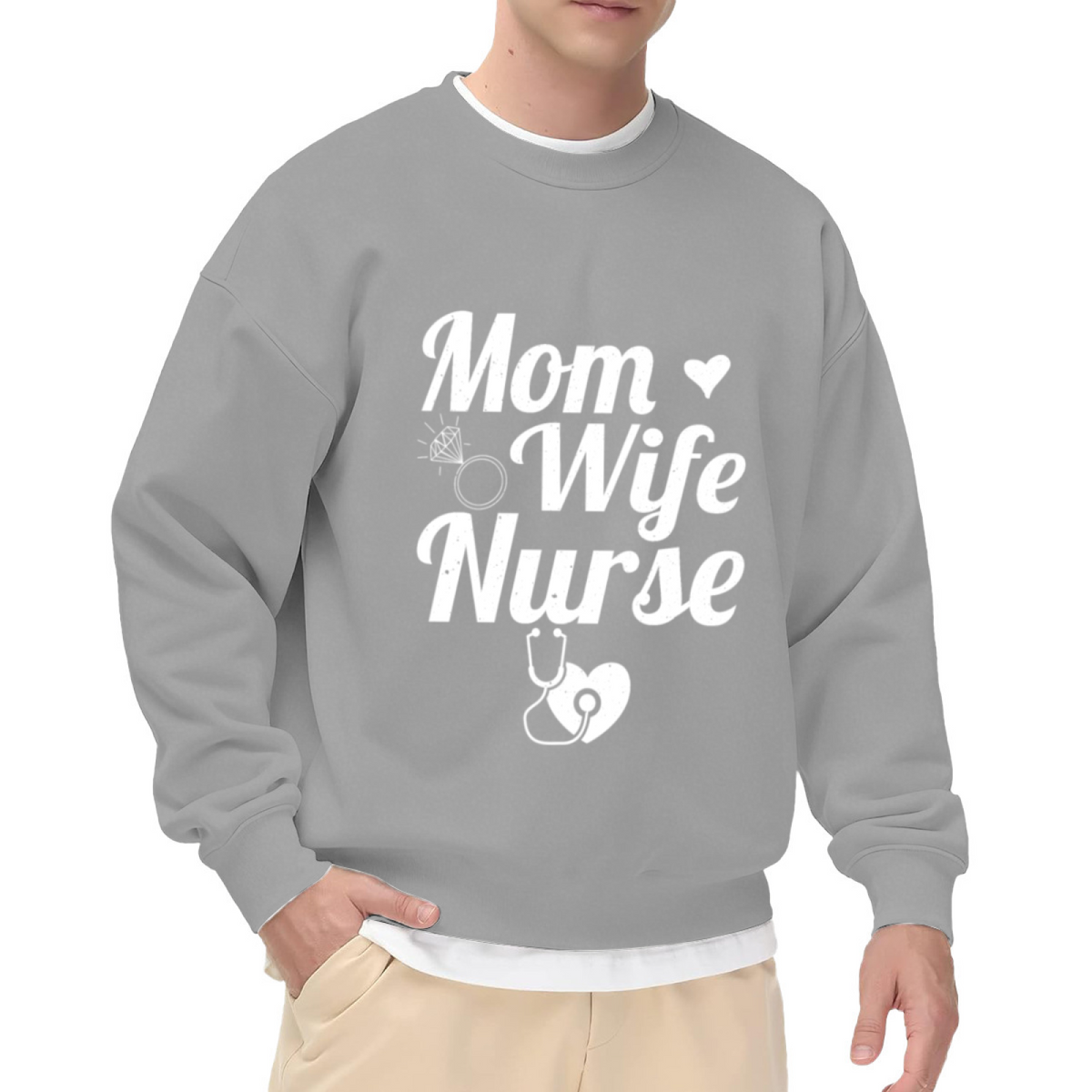 Mom Wife Nurse - Superwoman Healthcare Graphic ԲÁìÎÀÒÂ | Unisex Pullover Sweatshirt