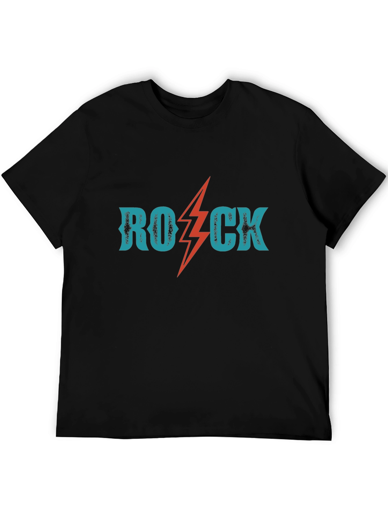 Rock Lightning Bolt Graphic Tee - Black