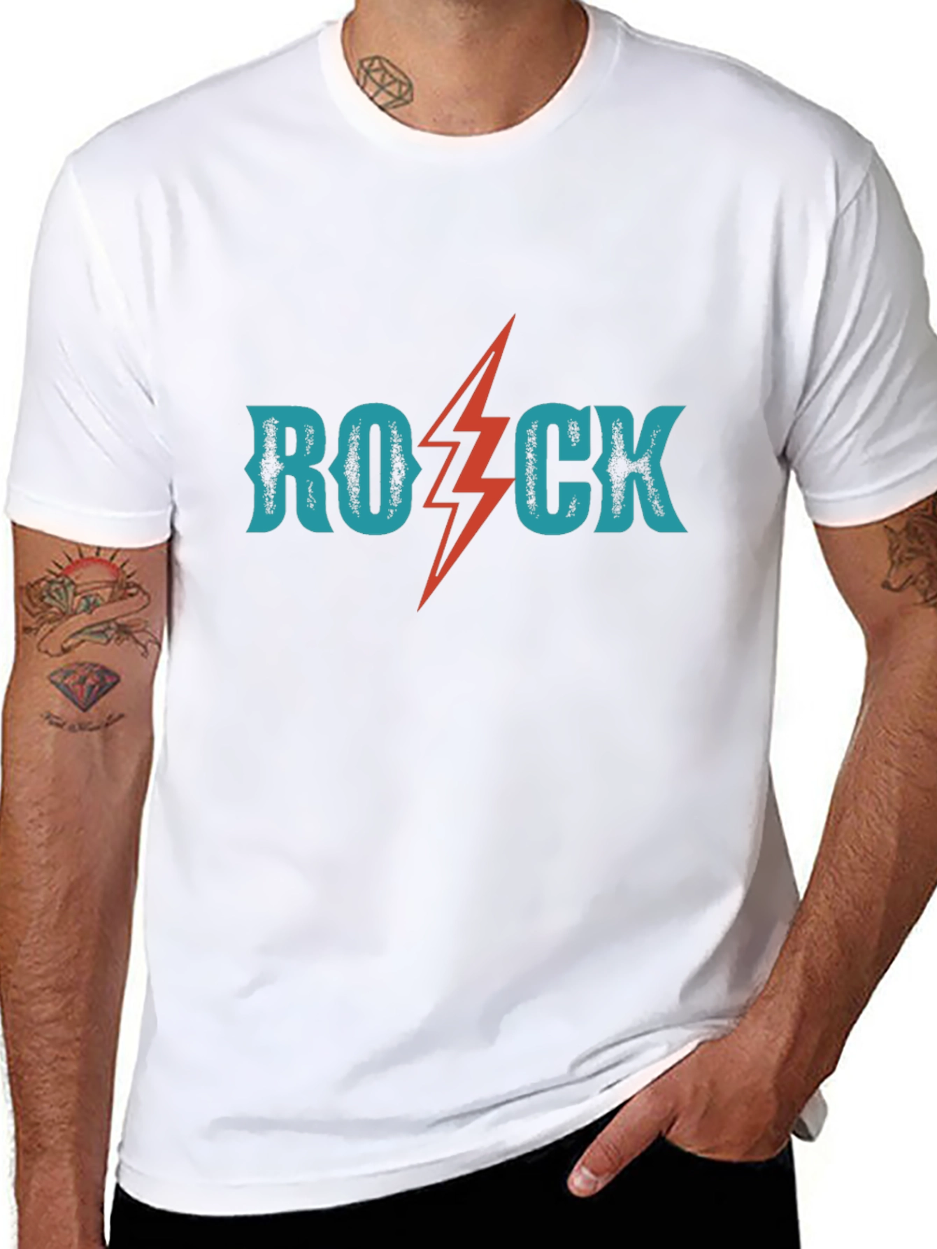 Rock Lightning Bolt Graphic Tee - Black