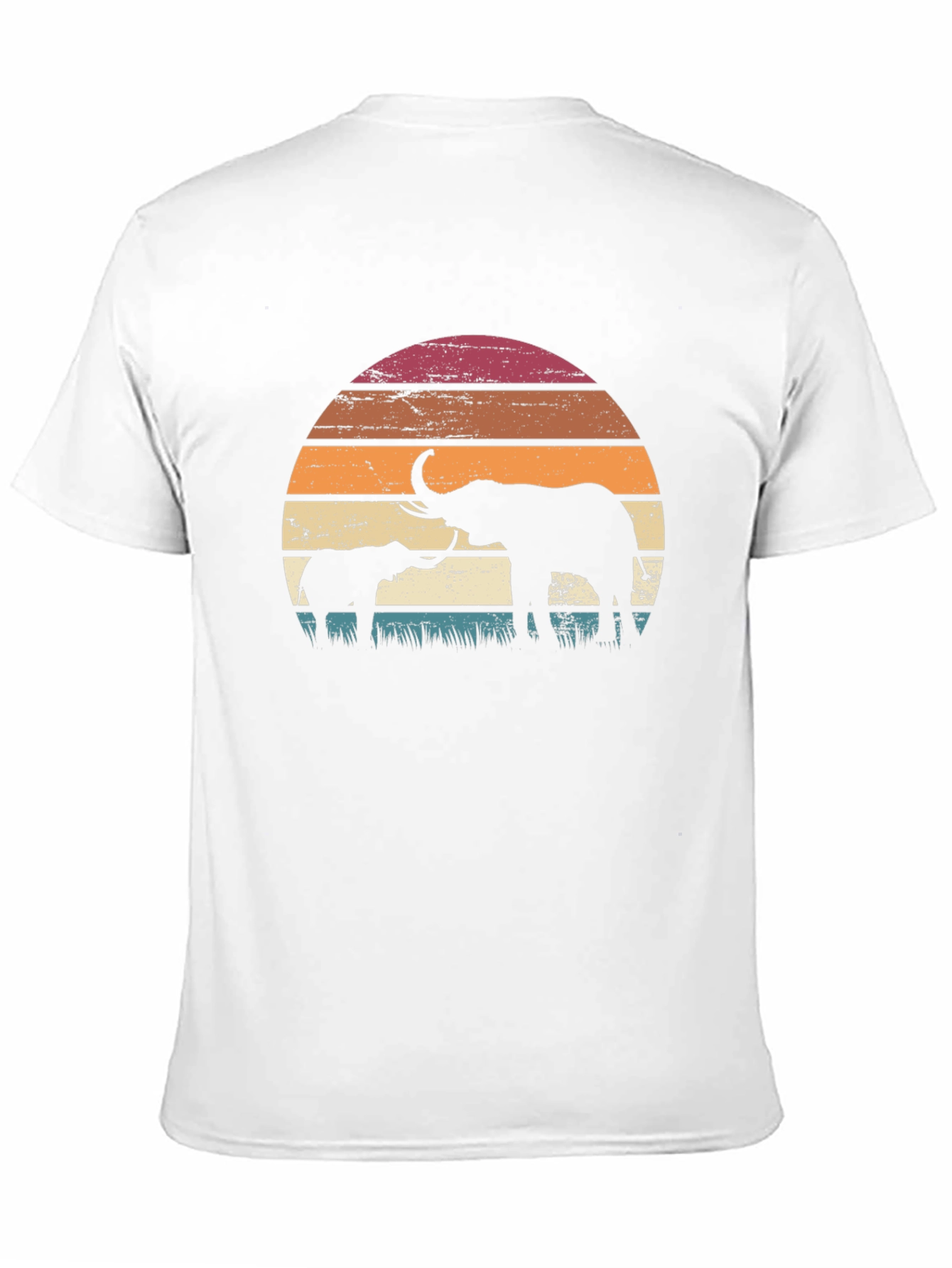 Elephant Sunset Graphic Tee - Retro Style