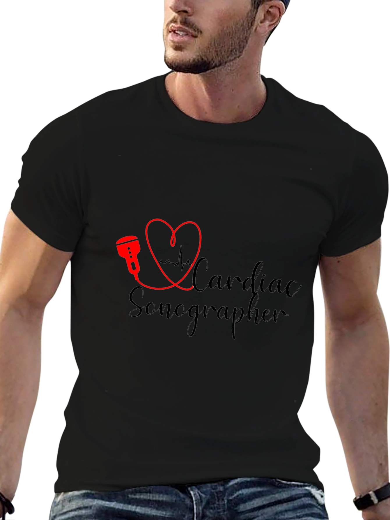 Cardiac Sonographer Black T-Shirt