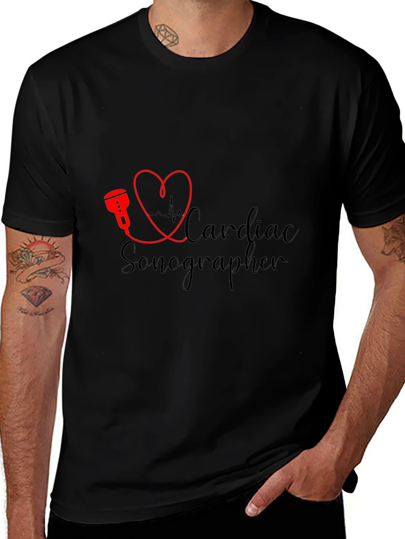 Cardiac Sonographer Black T-Shirt