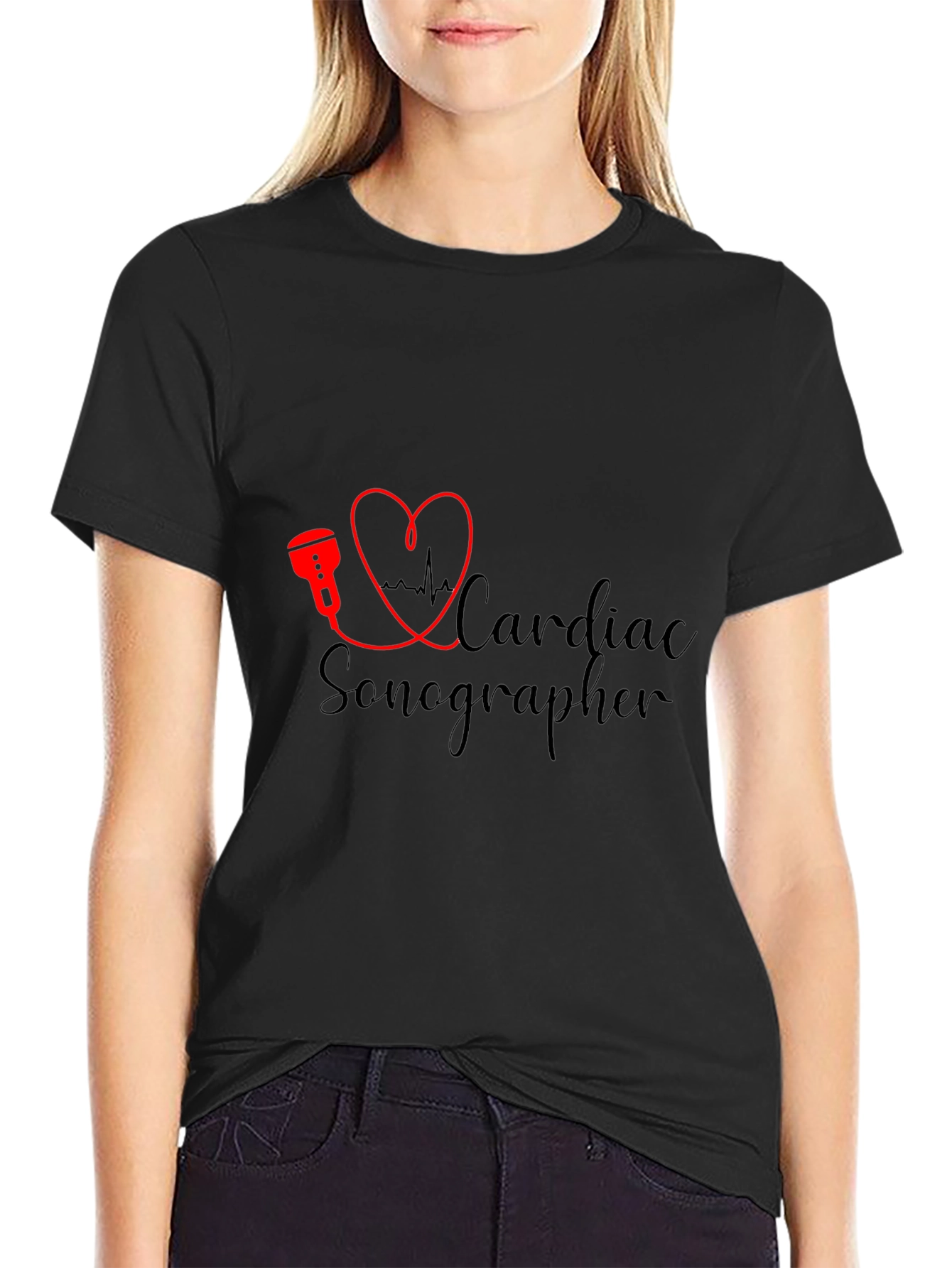 Cardiac Sonographer Black T-Shirt
