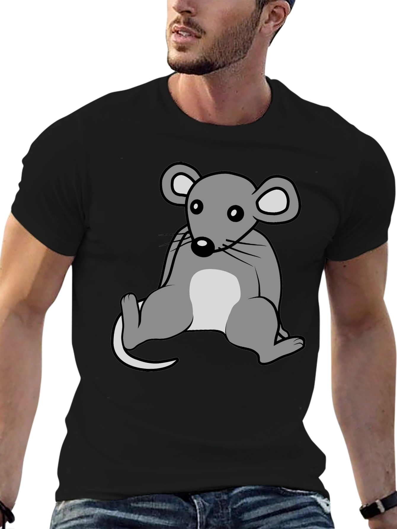 Cartoon Mouse Graphic T-Shirt - Unisex Crew Neck