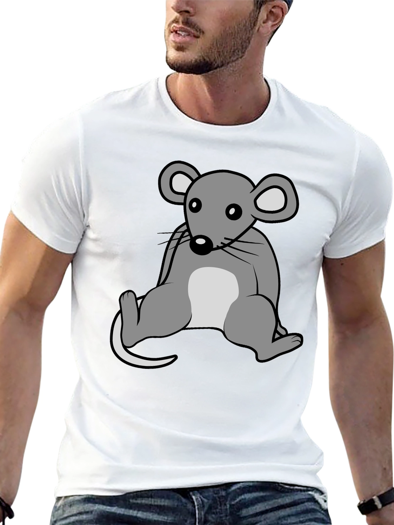 Cartoon Mouse Graphic T-Shirt - Unisex Crew Neck