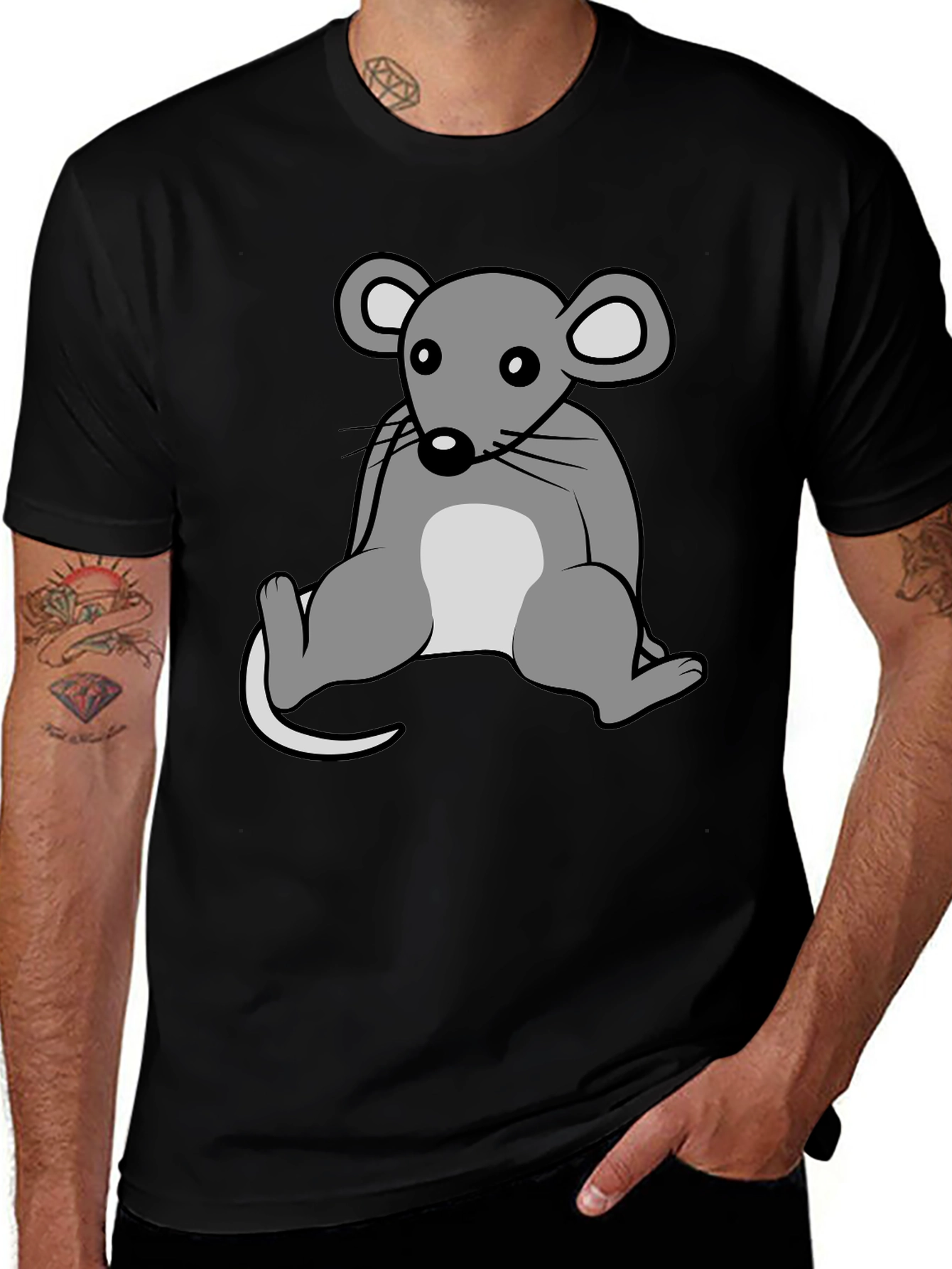 Cartoon Mouse Graphic T-Shirt - Unisex Crew Neck