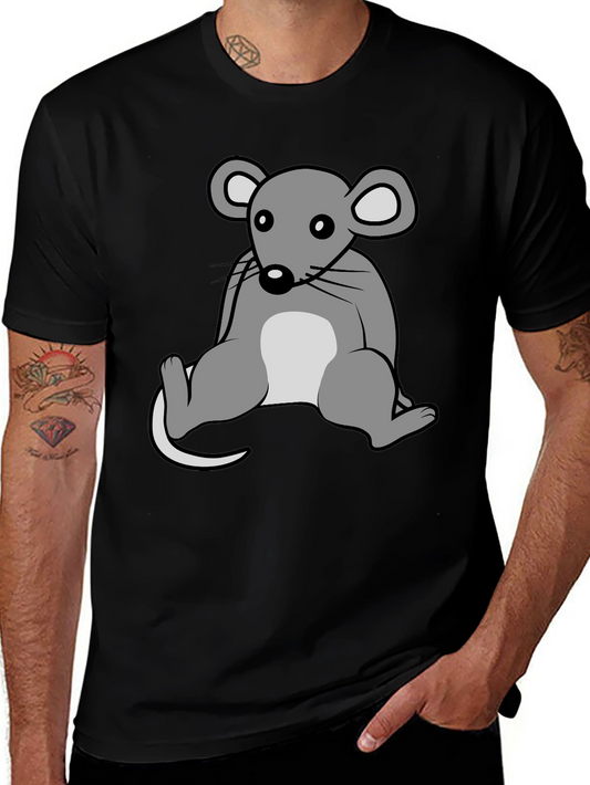 Cartoon Mouse Graphic T-Shirt - Unisex Crew Neck