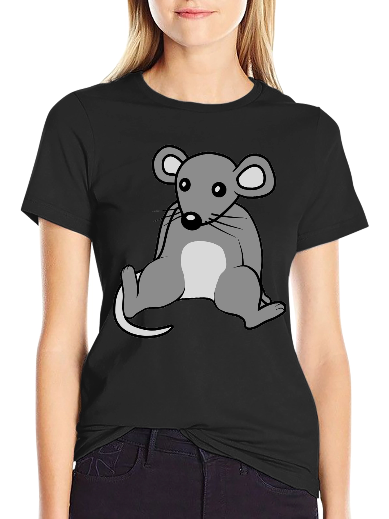 Cartoon Mouse Graphic T-Shirt - Unisex Crew Neck