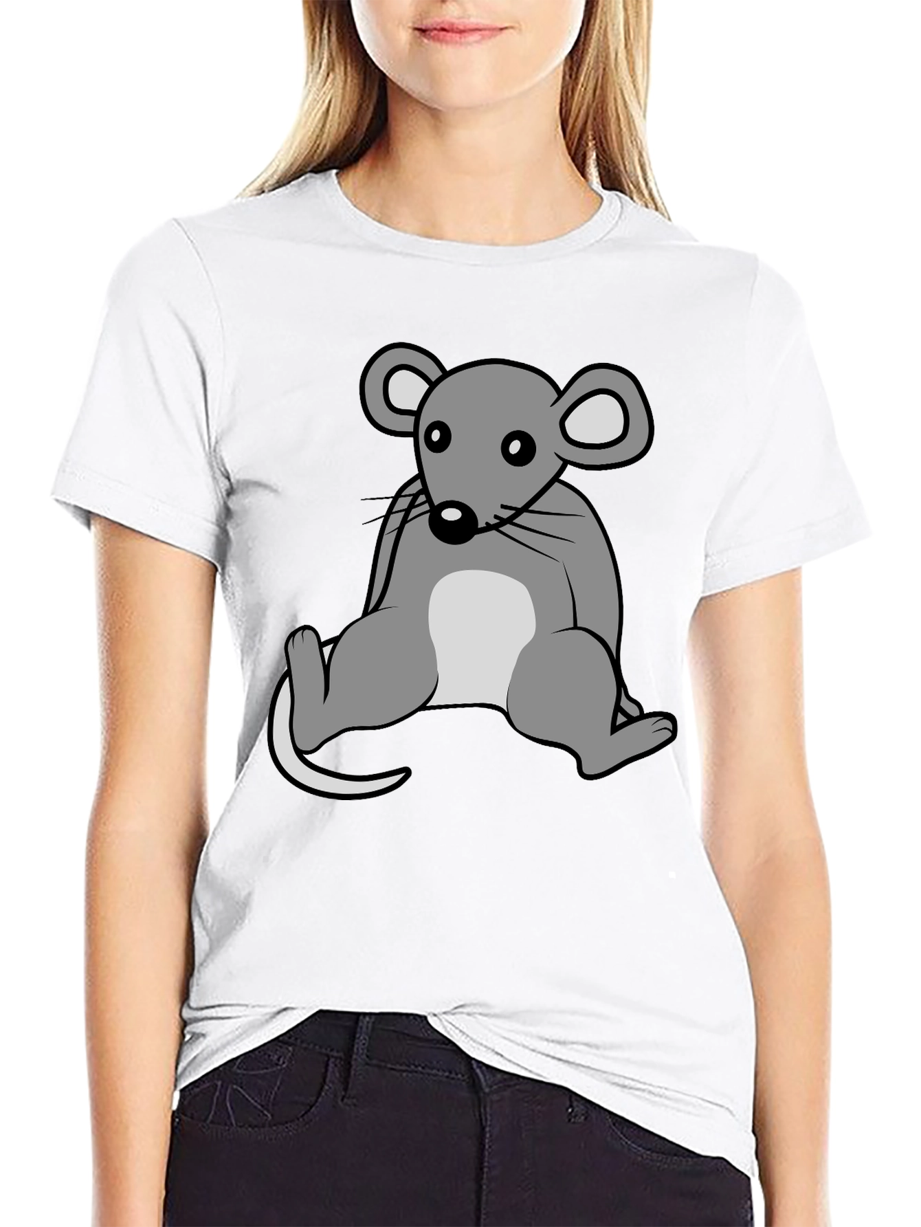 Cartoon Mouse Graphic T-Shirt - Unisex Crew Neck