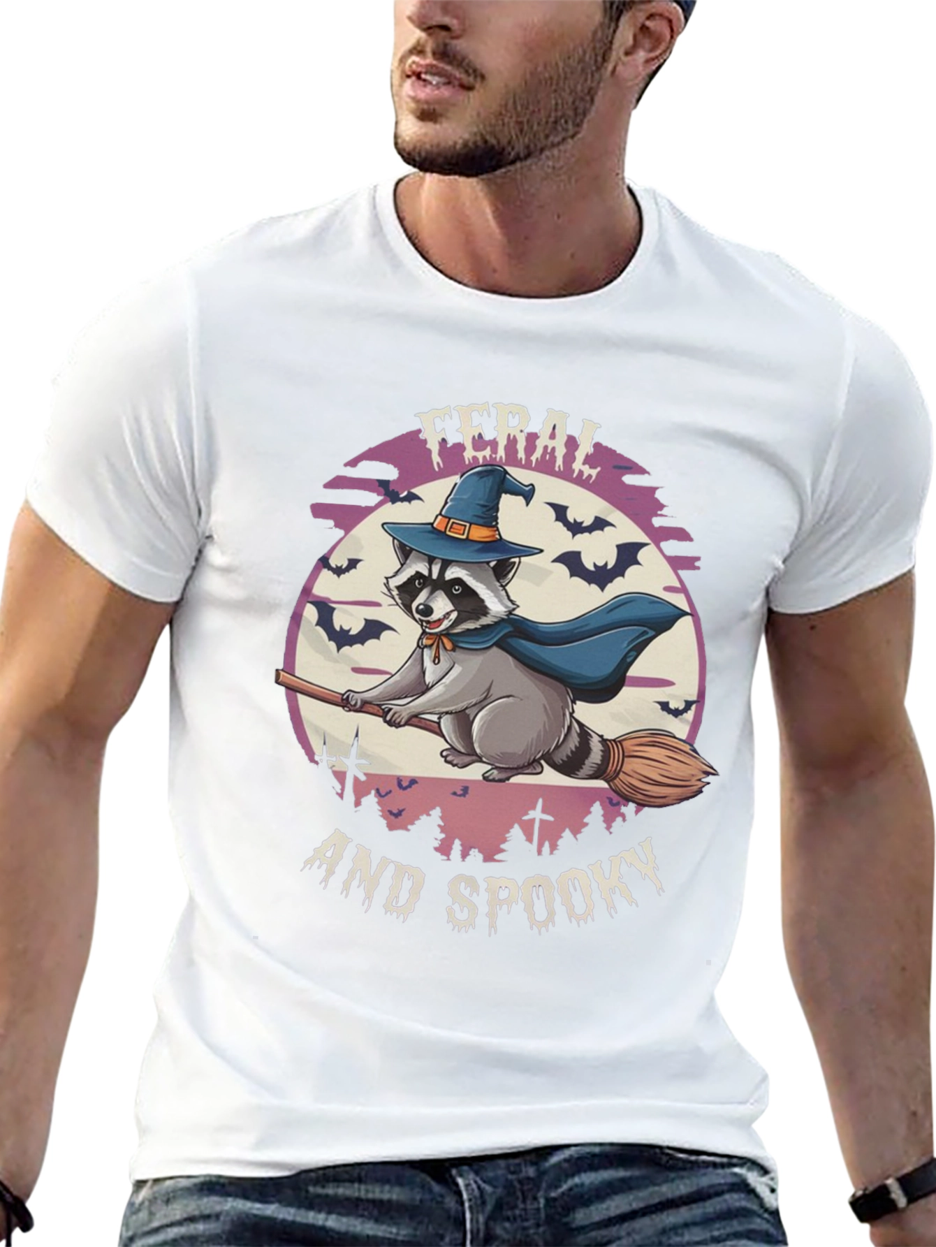 Feral and Spooky Raccoon Halloween T-Shirt