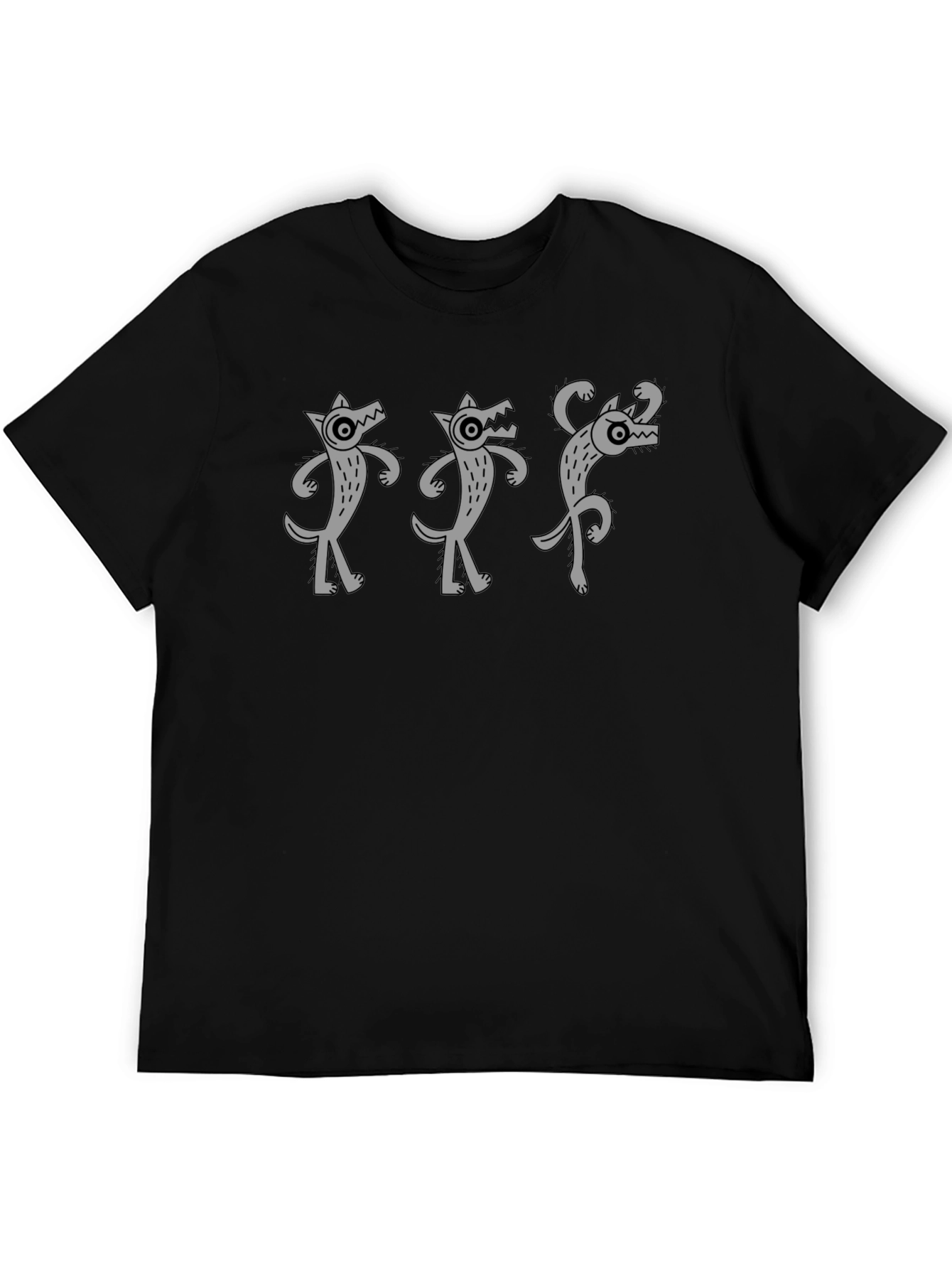 Funny Wolf Graphic Tee - Black Cotton T-Shirt