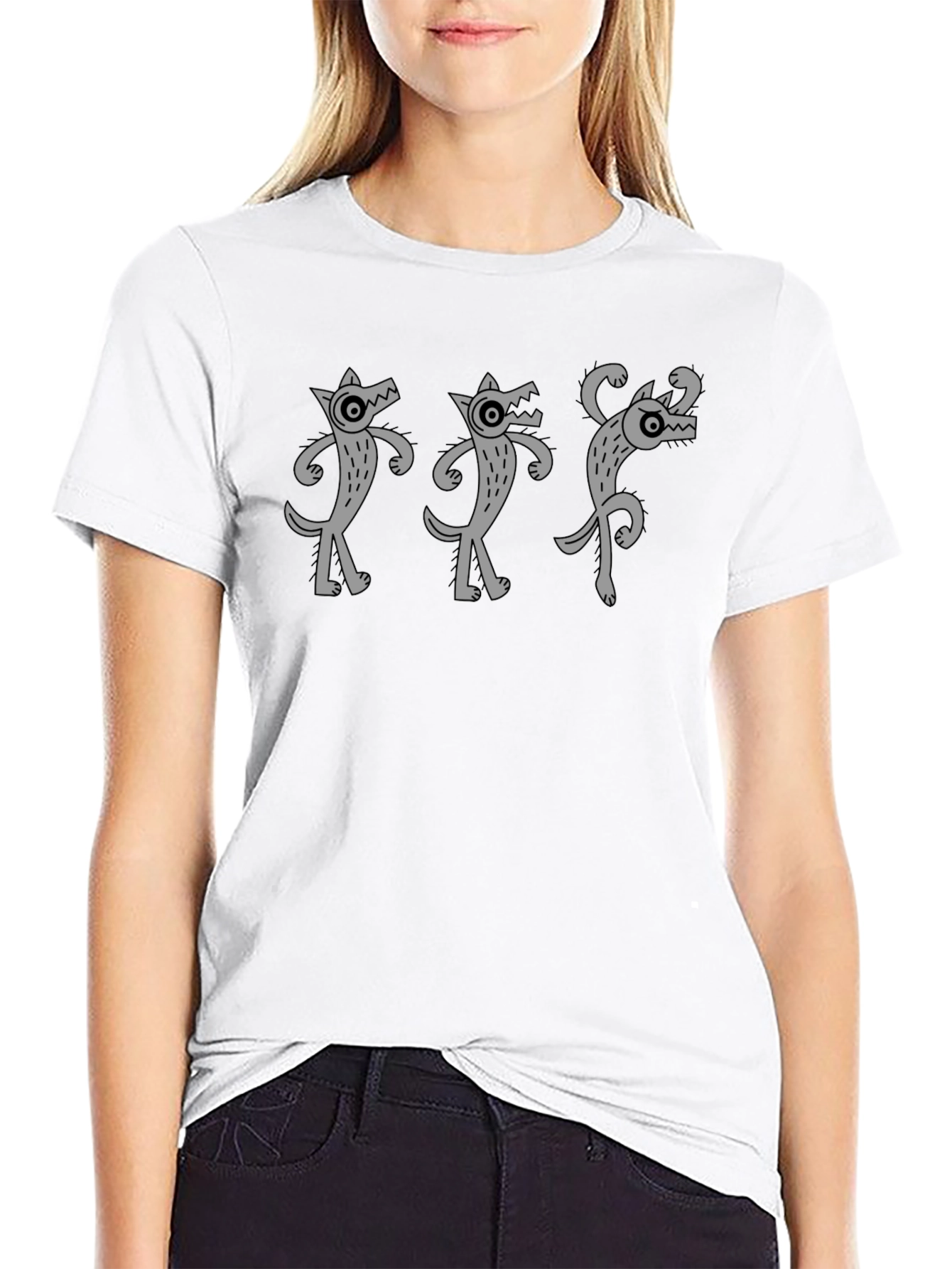 Funny Wolf Graphic Tee - Black Cotton T-Shirt