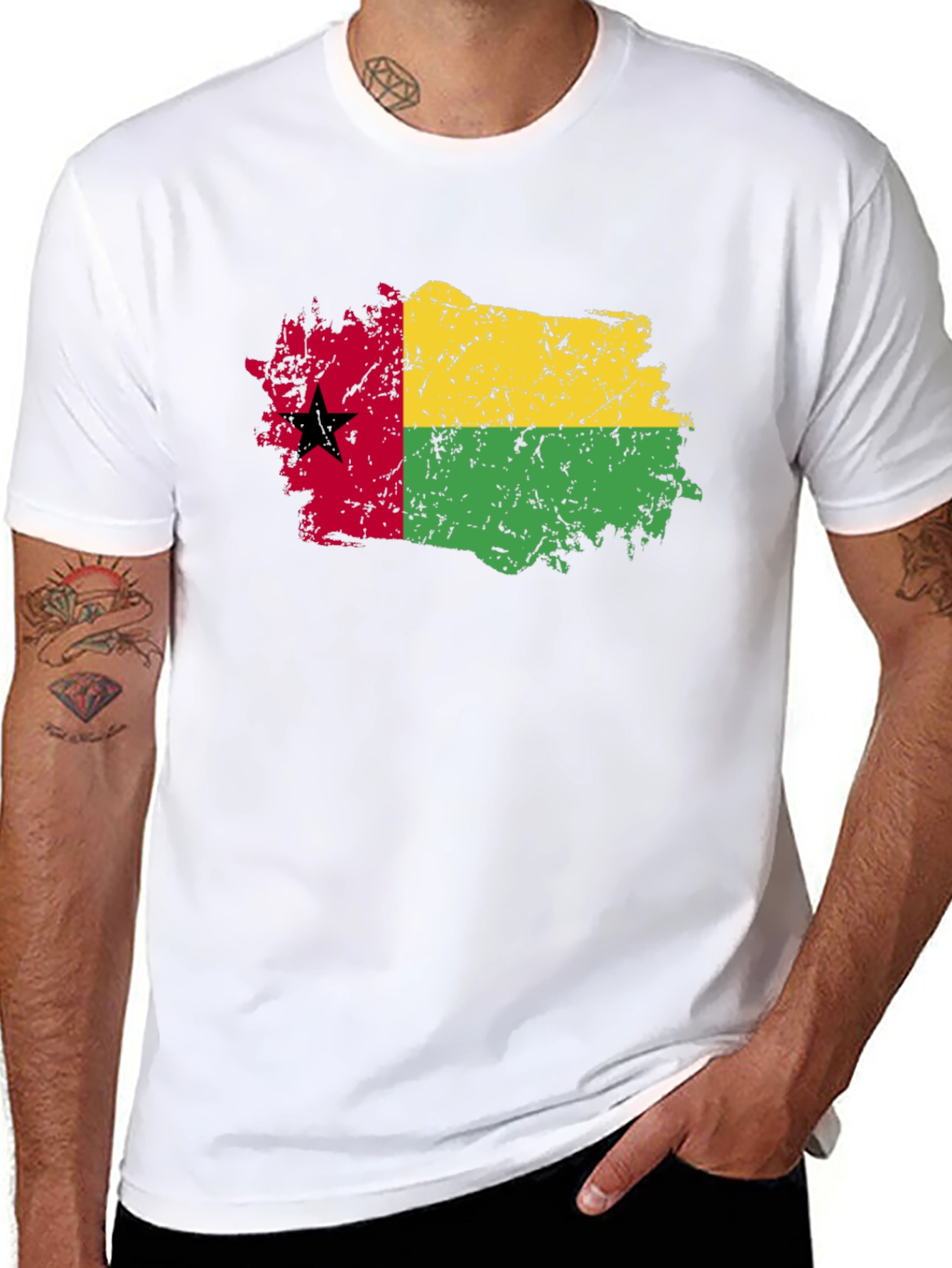 Guinea-Bissau Flag T-Shirt - Grunge Style