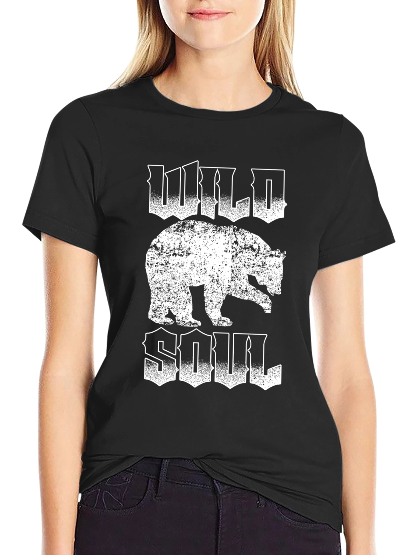 Wild Soul Bear Graphic Tee - Black Cotton T-Shirt