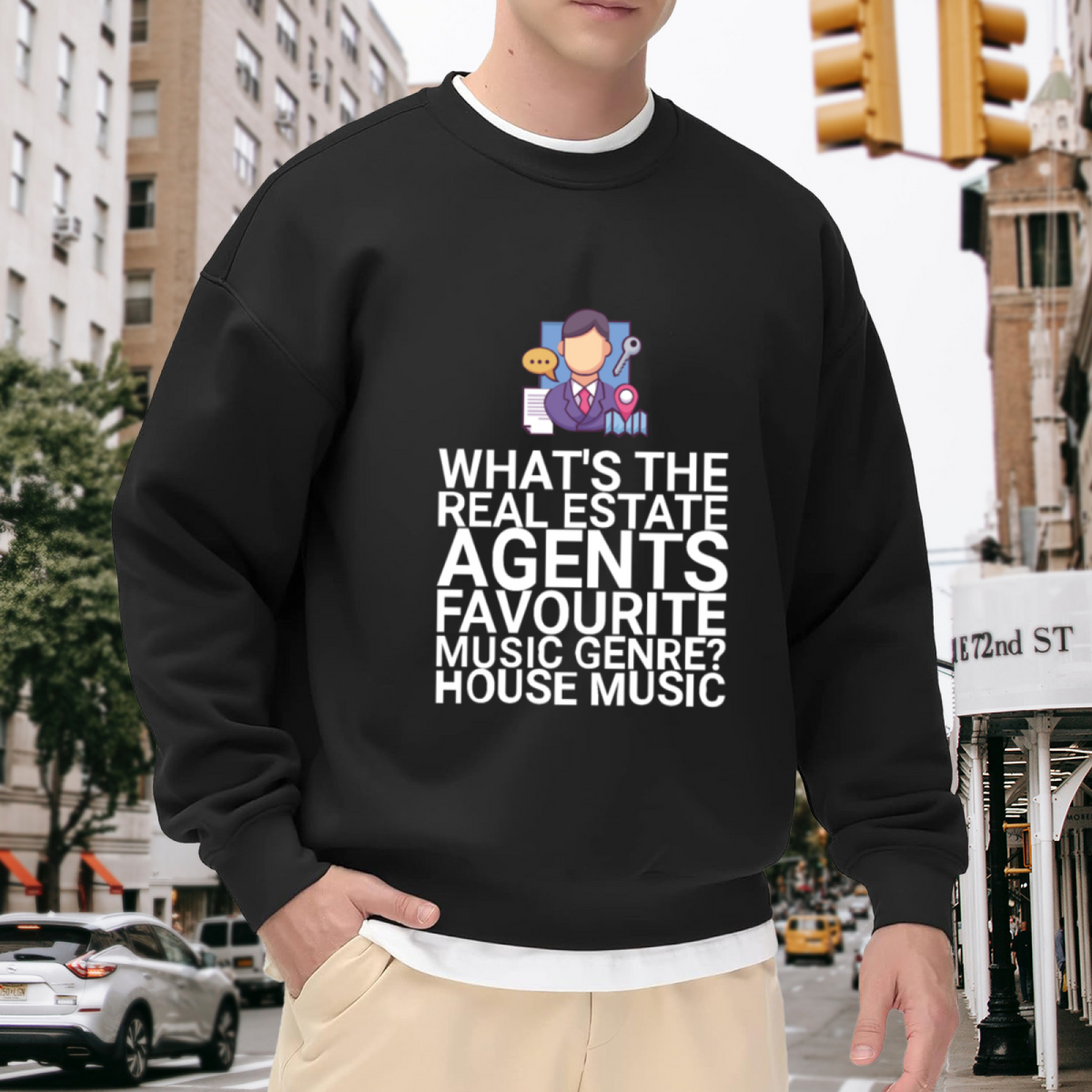 HOUSE MUSIC - Funny Real Estate Agent Graphic ԲÁìÎÀÒÂ | Unisex Pullover Sweatshirt